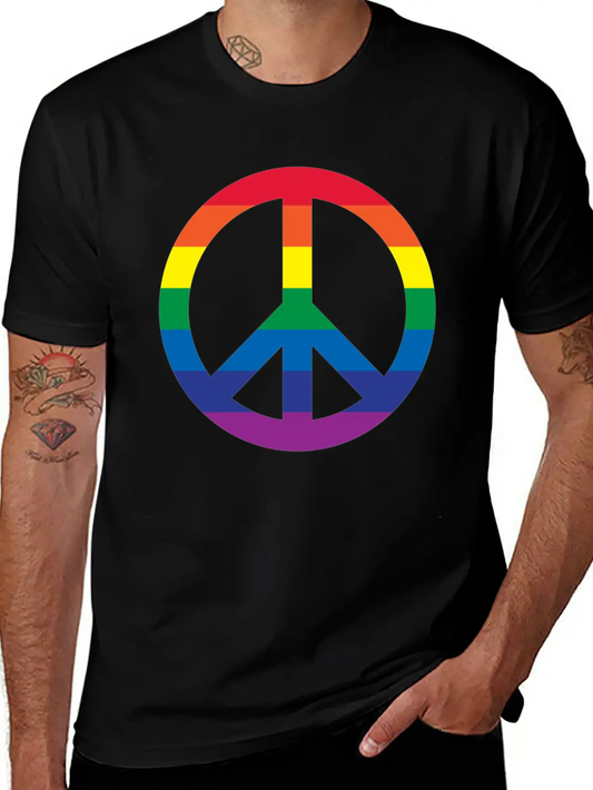 Rainbow Peace Sign Relaxed Everyday Tee – Lightweight And Durable Cotton