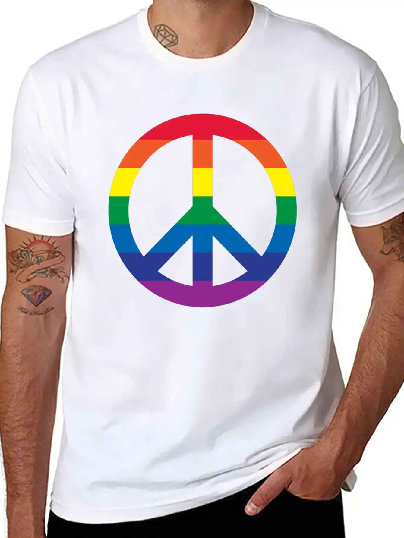 Rainbow Peace Sign Relaxed Everyday Tee – Lightweight And Durable Cotton