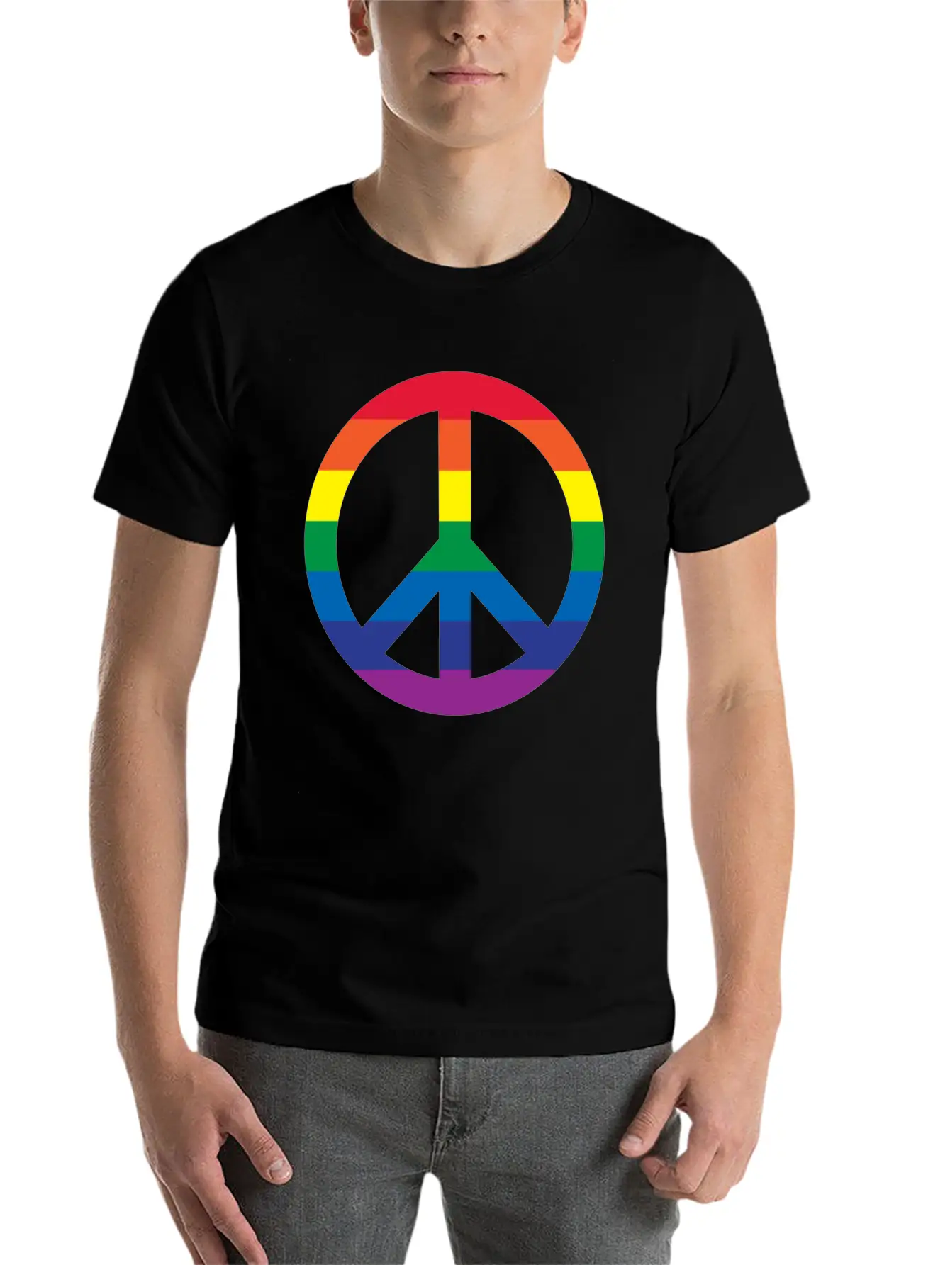 Rainbow Peace Sign Relaxed Everyday Tee – Lightweight And Durable Cotton