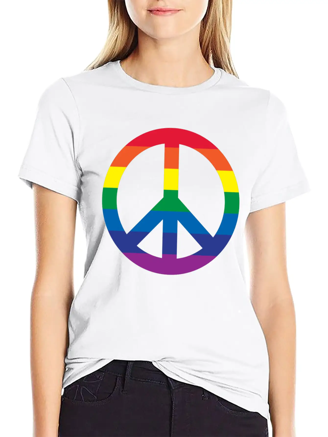 Rainbow Peace Sign Relaxed Everyday Tee – Lightweight And Durable Cotton