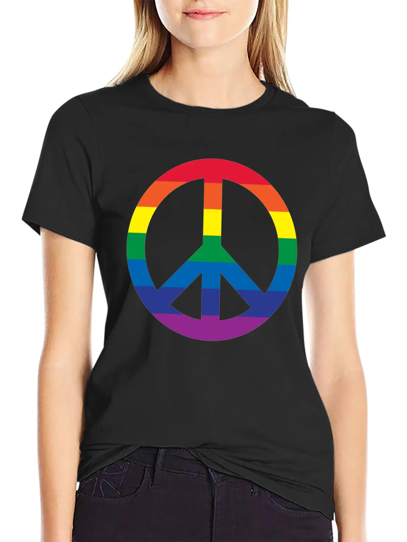 Rainbow Peace Sign Relaxed Everyday Tee – Lightweight And Durable Cotton
