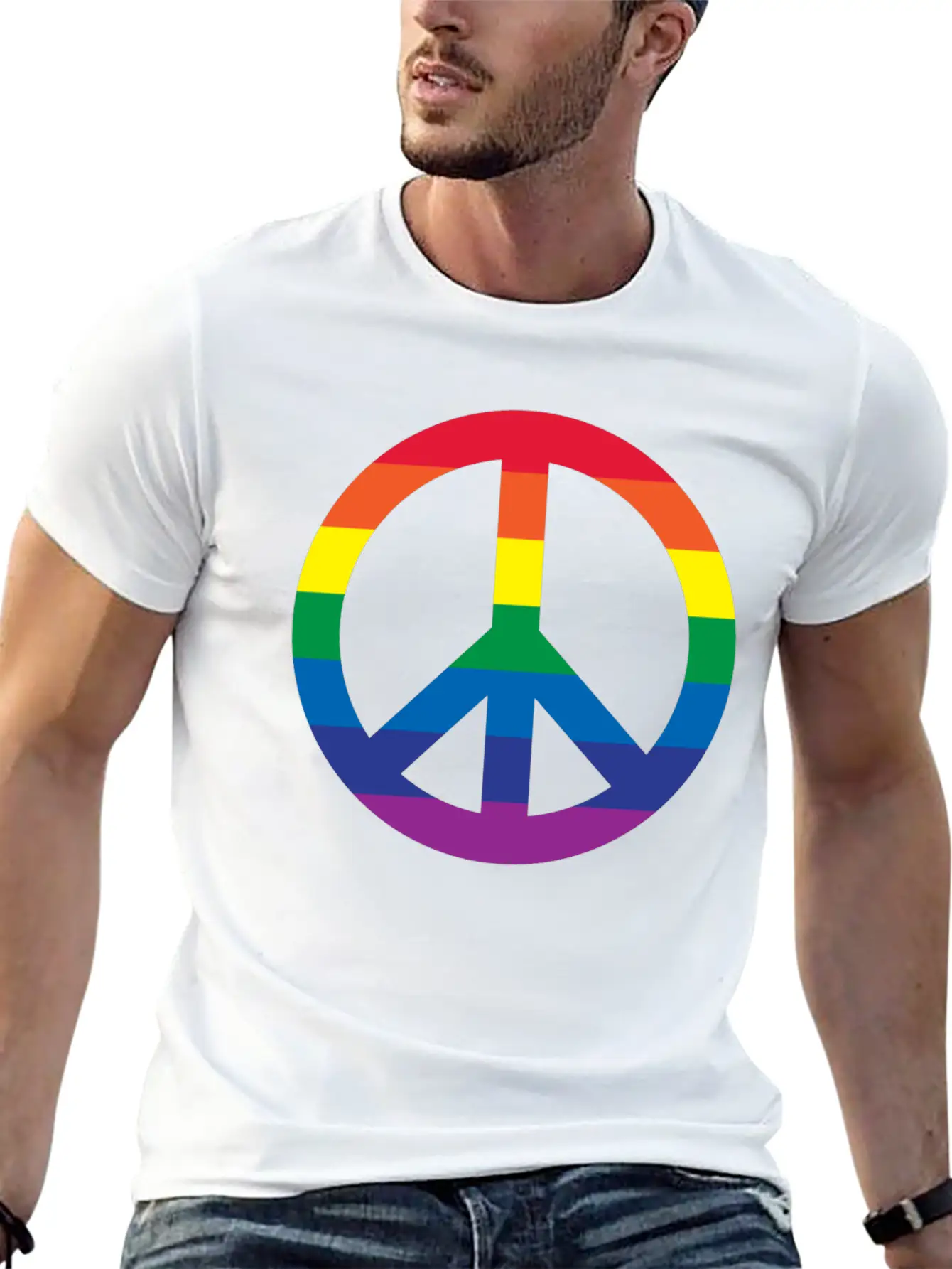 Rainbow Peace Sign Relaxed Everyday Tee – Lightweight And Durable Cotton