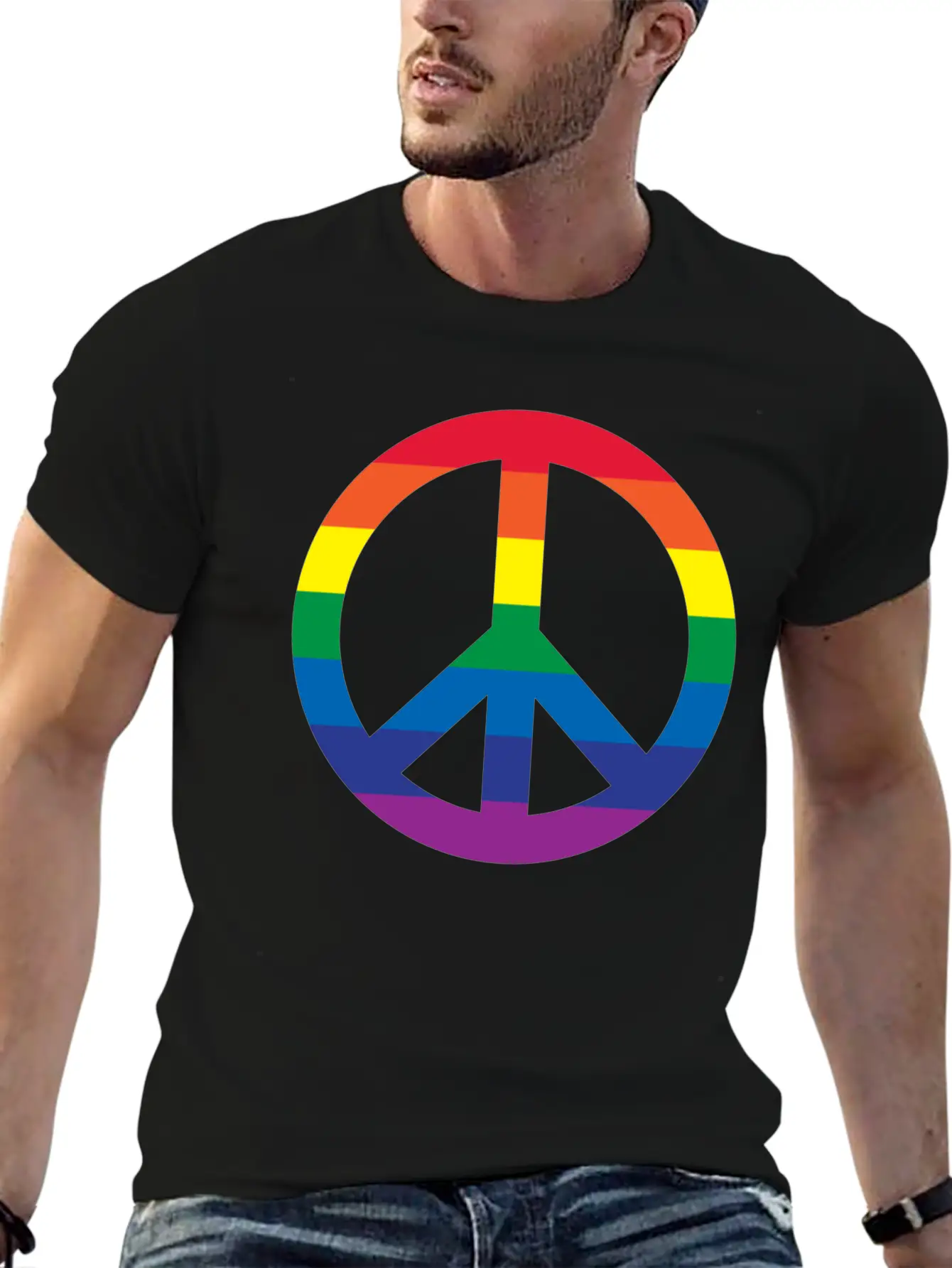 Rainbow Peace Sign Relaxed Everyday Tee – Lightweight And Durable Cotton