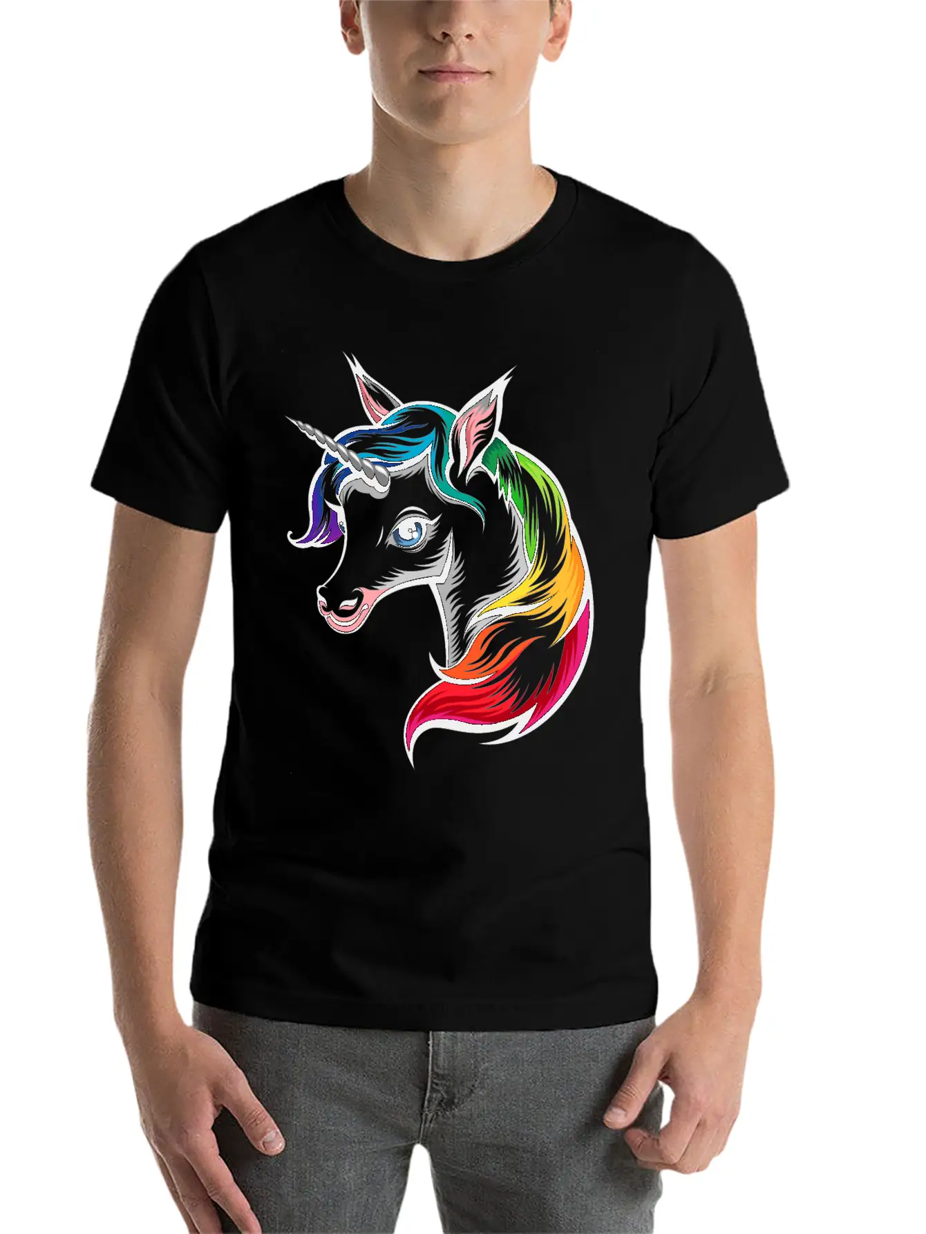 Rainbow Unicorn Modern Fit Casual T-Shirt – Clean And Versatile Design