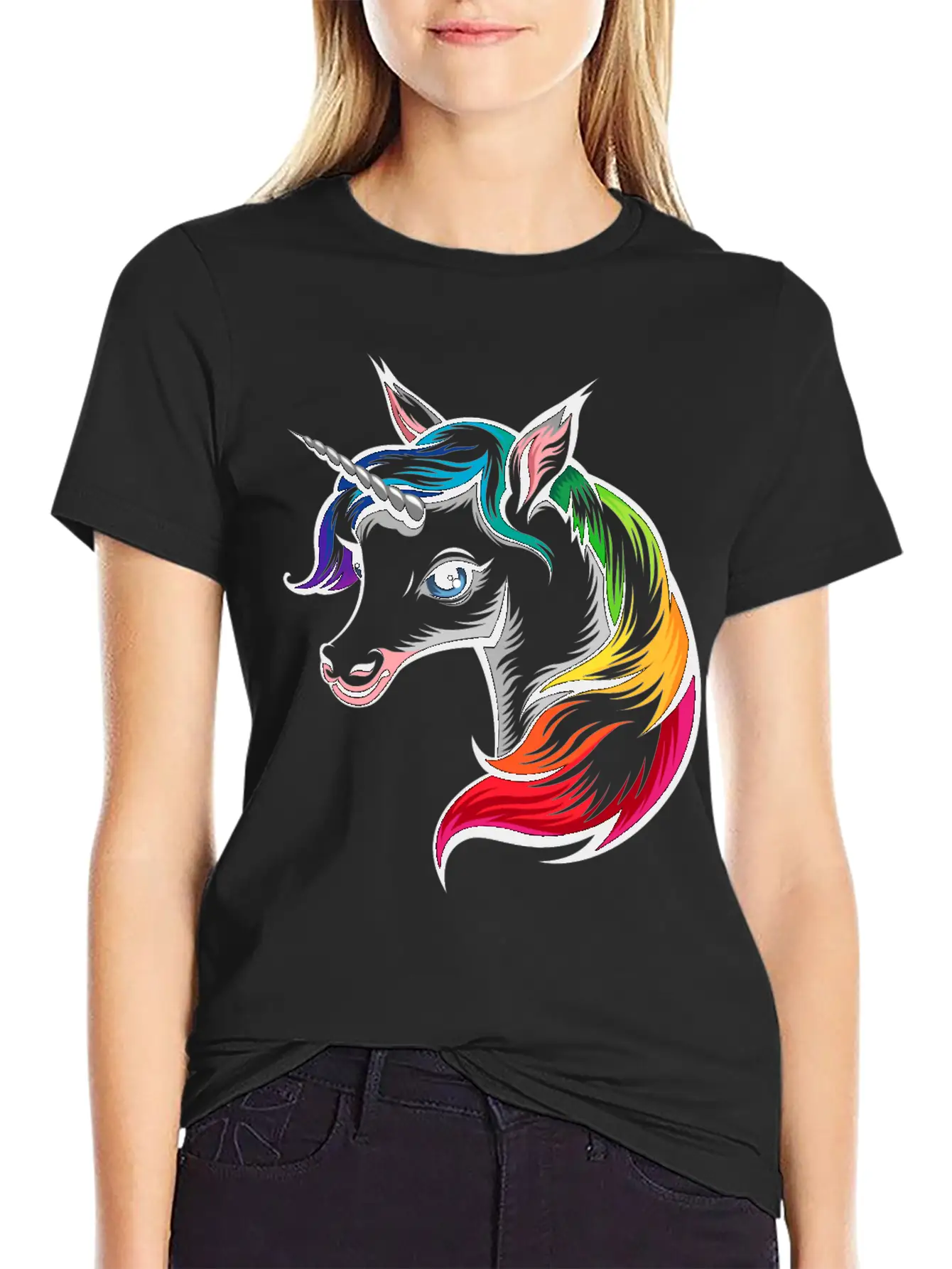 Rainbow Unicorn Modern Fit Casual T-Shirt – Clean And Versatile Design
