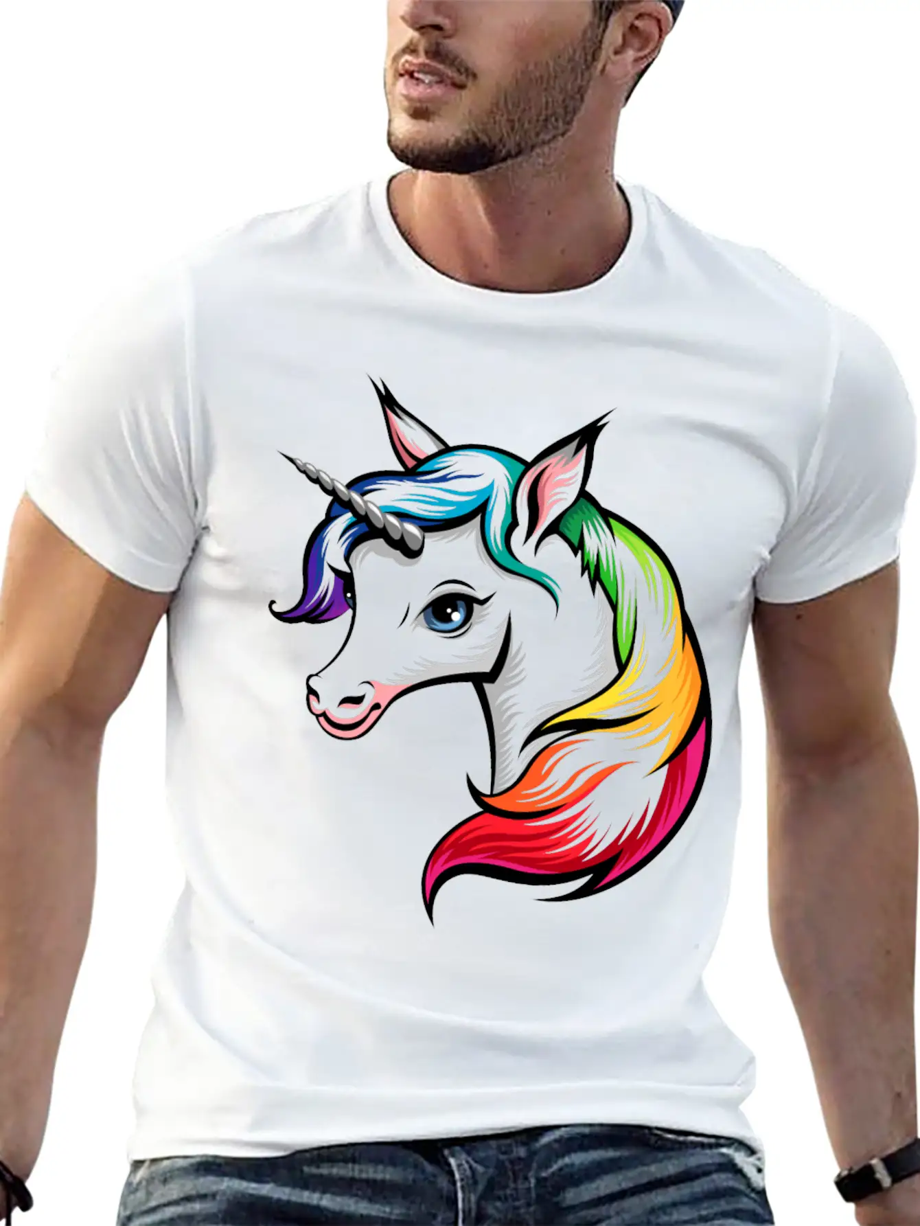 Rainbow Unicorn Modern Fit Casual T-Shirt – Clean And Versatile Design