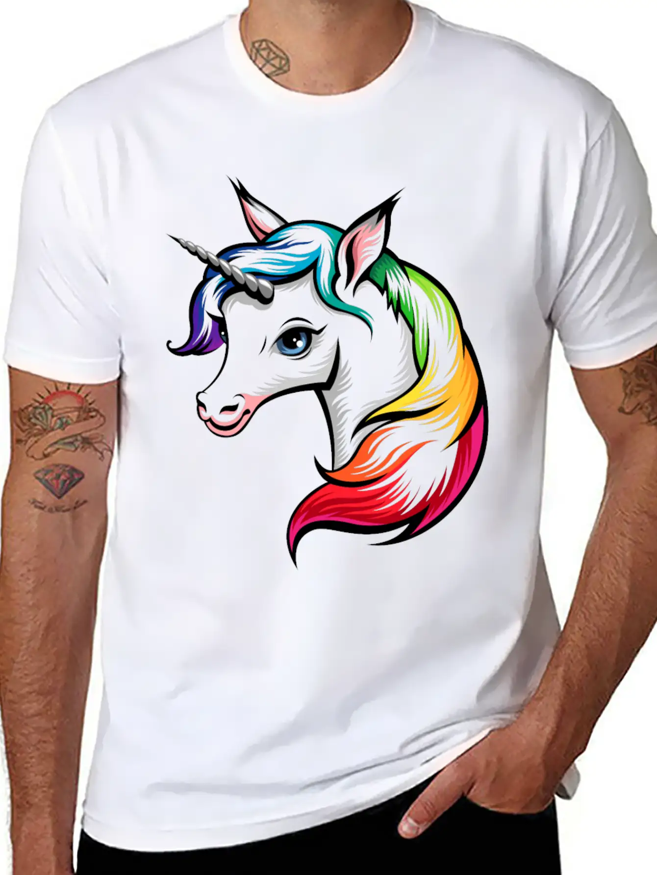 Rainbow Unicorn Modern Fit Casual T-Shirt – Clean And Versatile Design