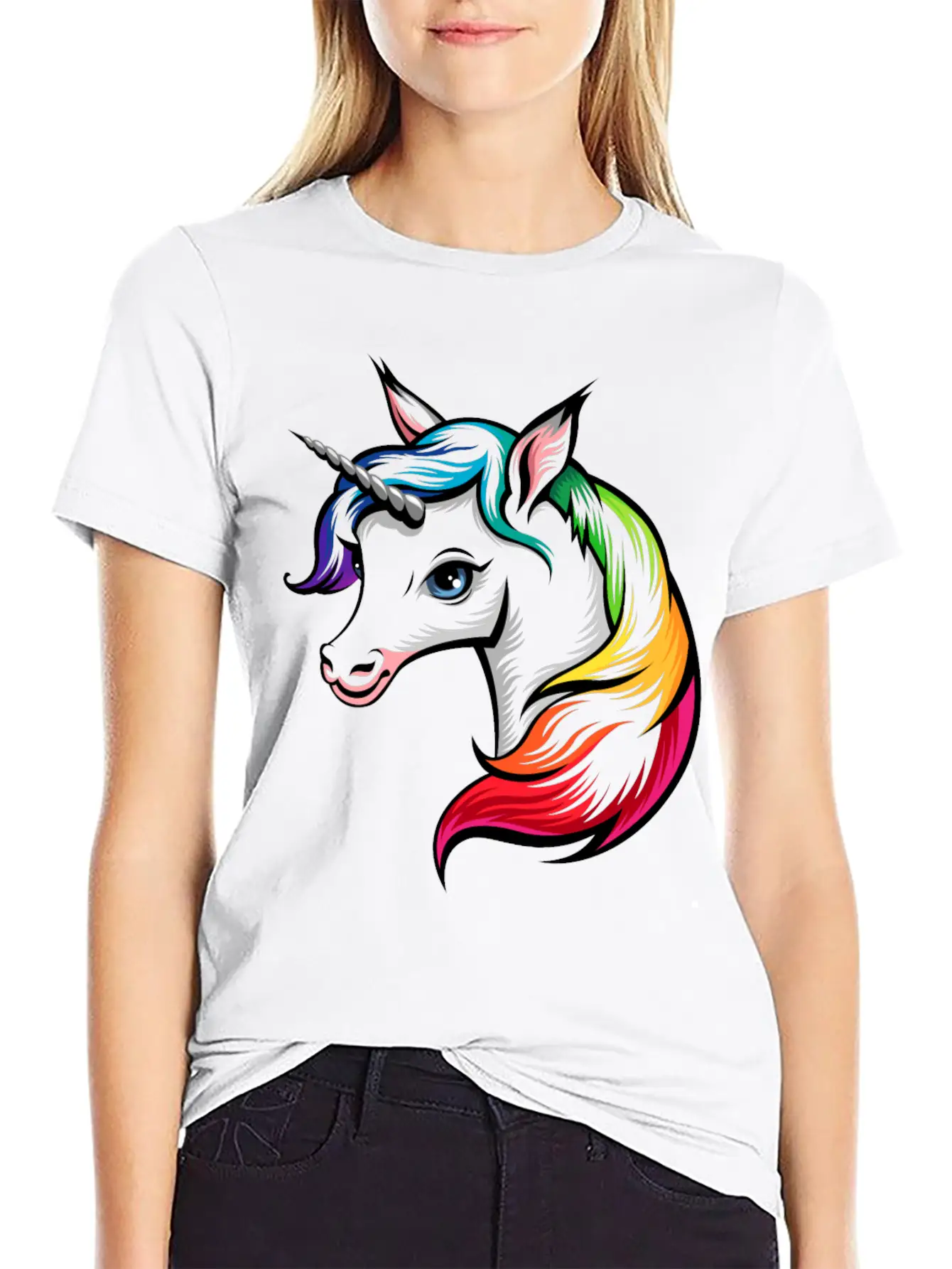 Rainbow Unicorn Modern Fit Casual T-Shirt – Clean And Versatile Design