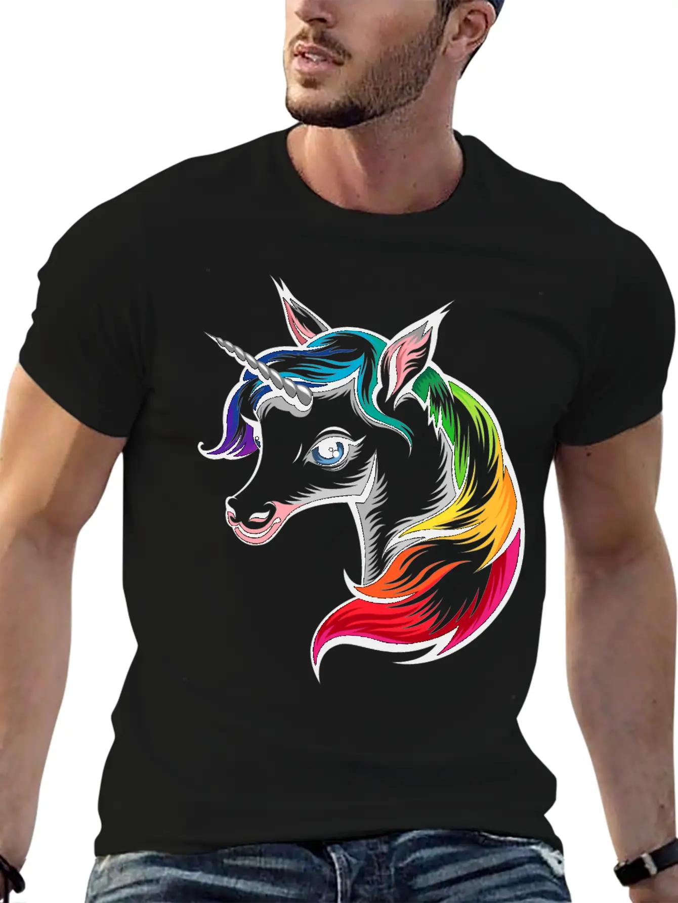 Rainbow Unicorn Modern Fit Casual T-Shirt – Clean And Versatile Design