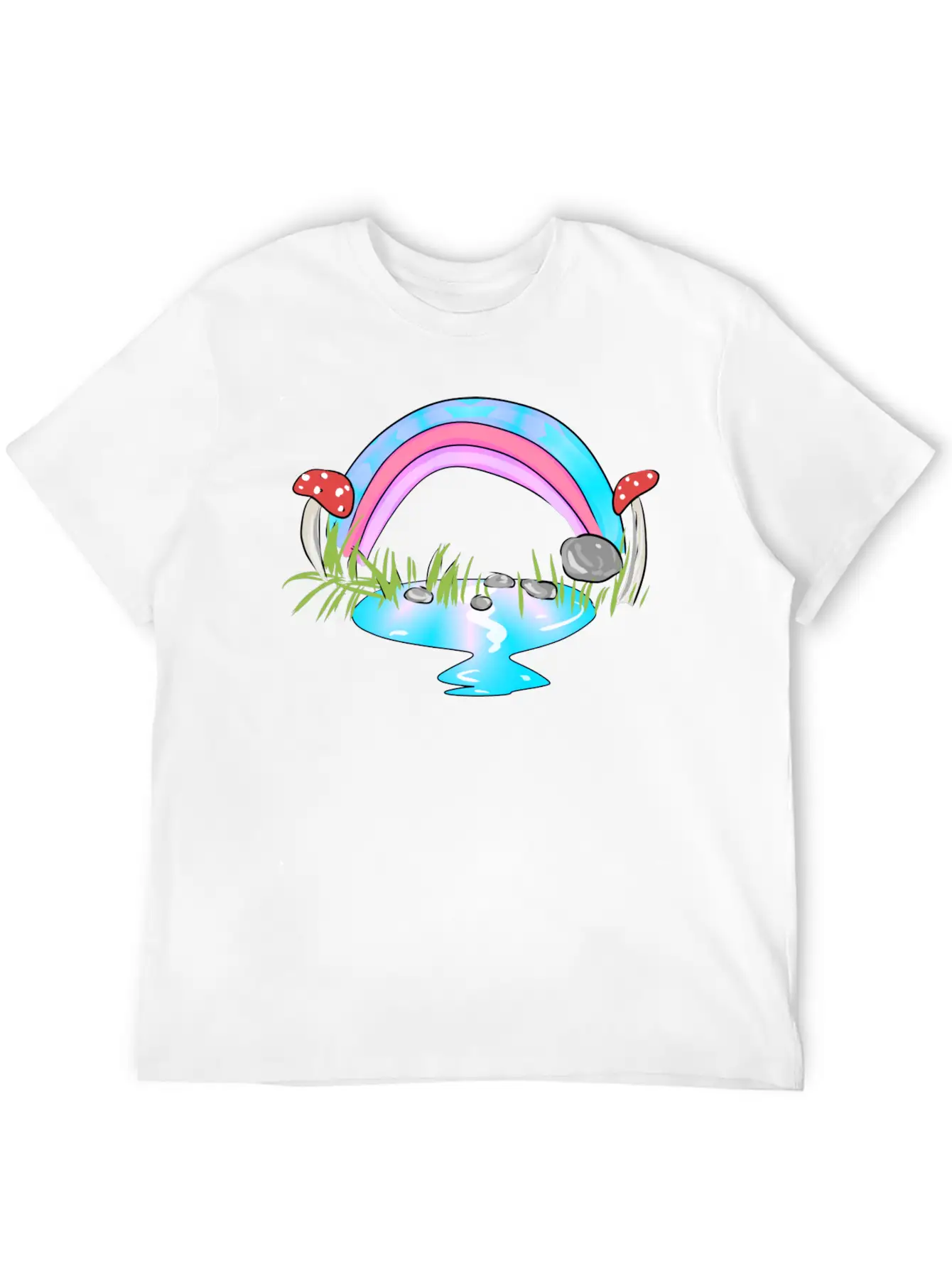 Rainbow Water Cartoon Nature Grass Soft Cotton Short Sleeve Tee – Unisex Wardrobe Staple