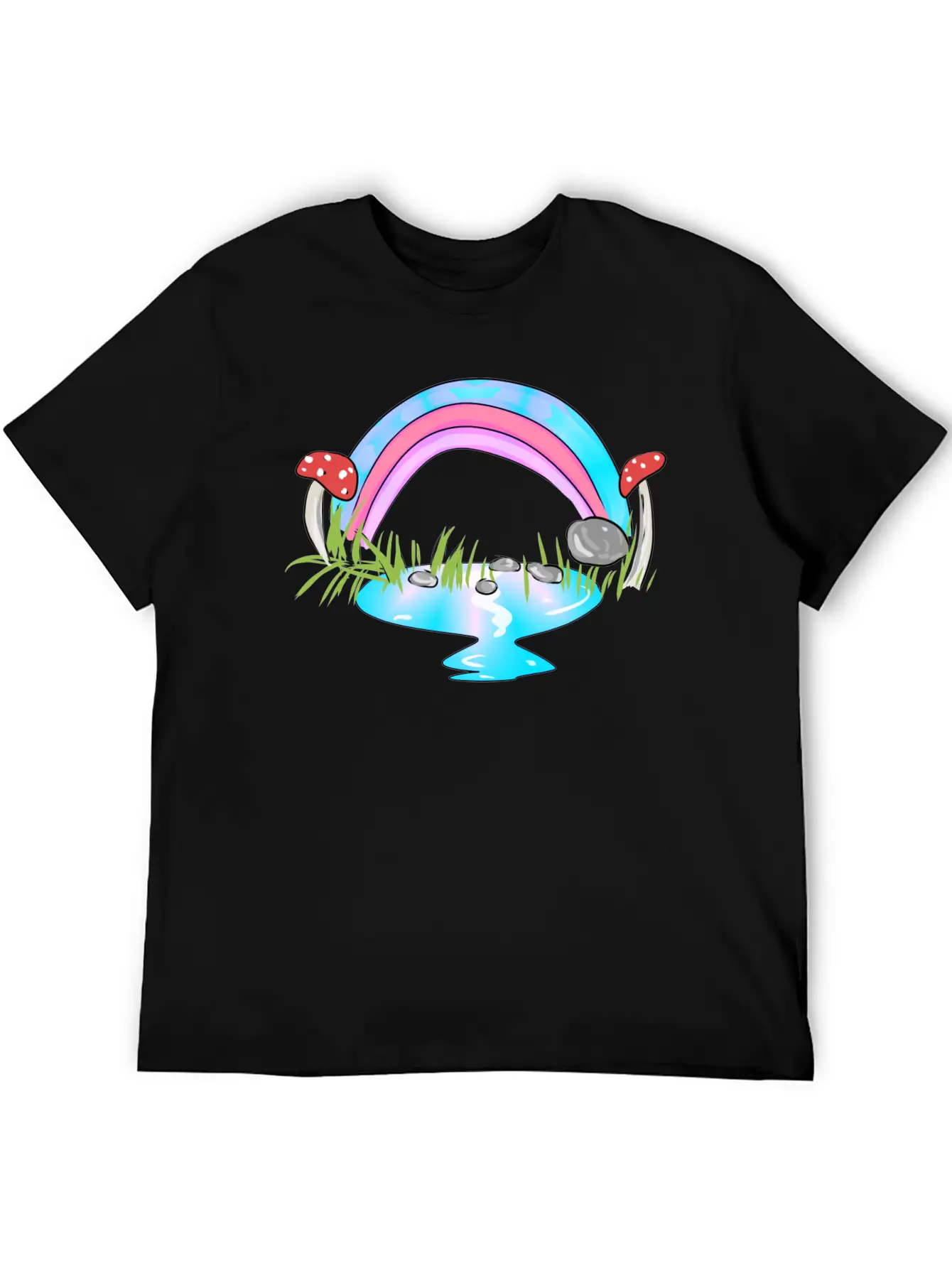 Rainbow Water Cartoon Nature Grass Soft Cotton Short Sleeve Tee – Unisex Wardrobe Staple