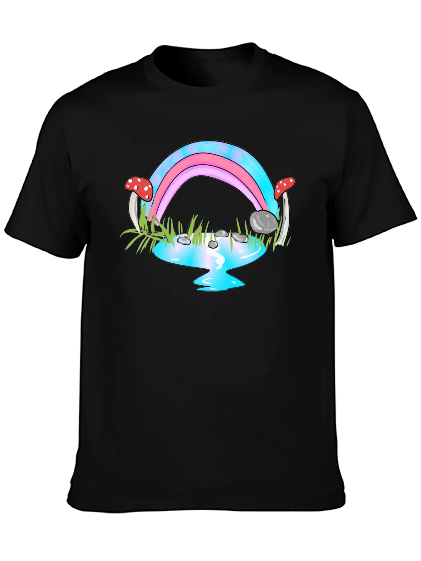 Rainbow Water Cartoon Nature Grass Soft Cotton Short Sleeve Tee – Unisex Wardrobe Staple