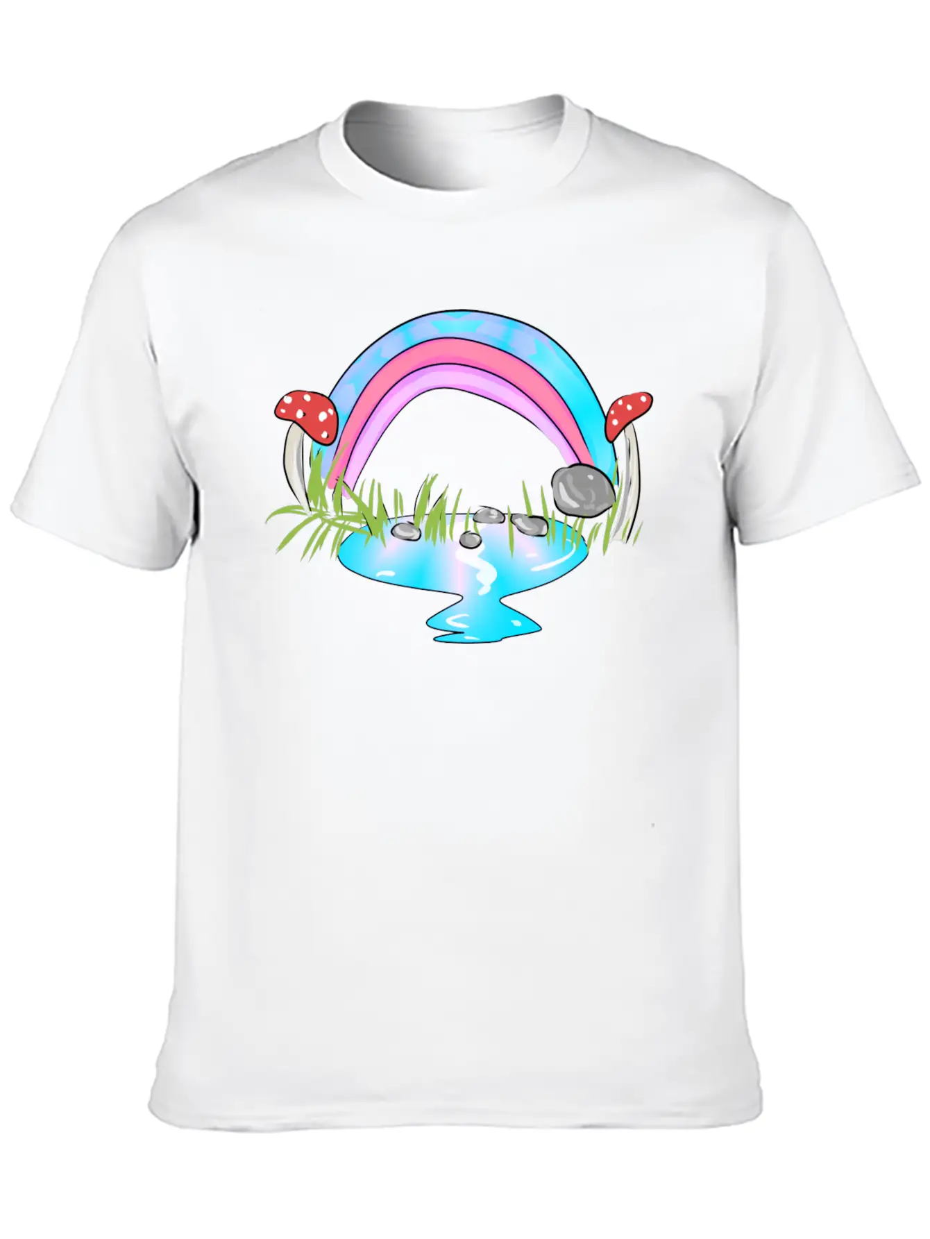 Rainbow Water Cartoon Nature Grass Soft Cotton Short Sleeve Tee – Unisex Wardrobe Staple