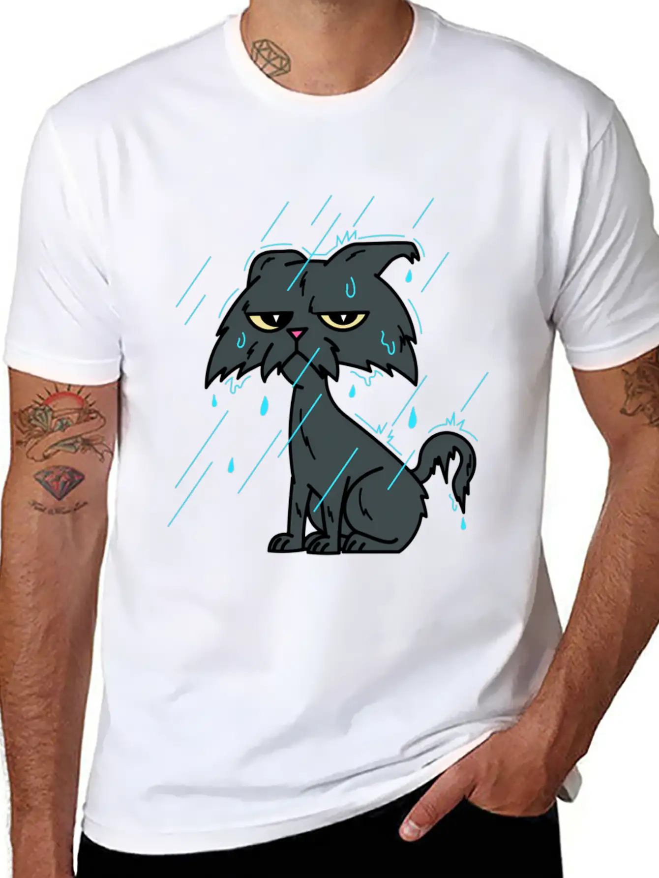 Raining Wet Ca – Raining Bad Day Cat Unisex Casual T-Shirt – Clean Design For Daily Comfort