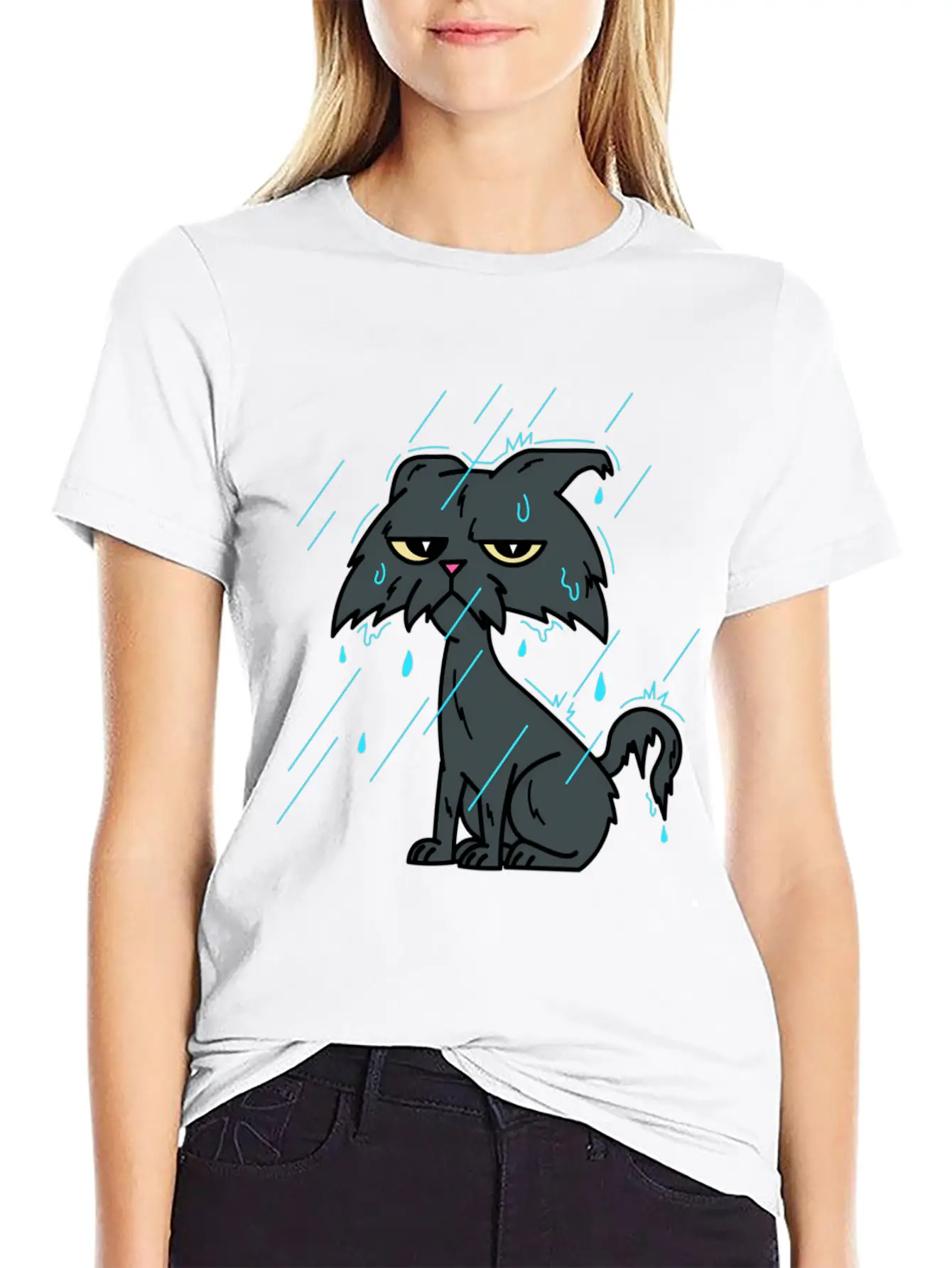 Raining Wet Ca – Raining Bad Day Cat Unisex Casual T-Shirt – Clean Design For Daily Comfort