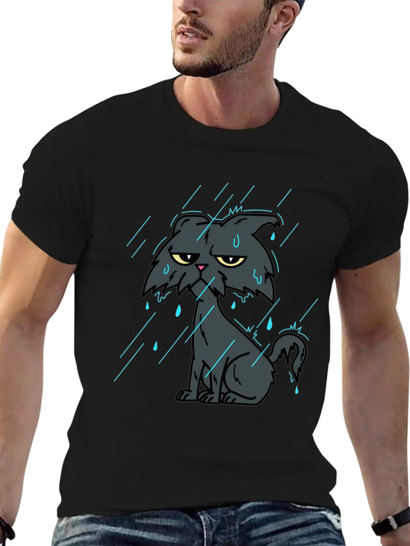 Raining Wet Ca – Raining Bad Day Cat Unisex Casual T-Shirt – Clean Design For Daily Comfort