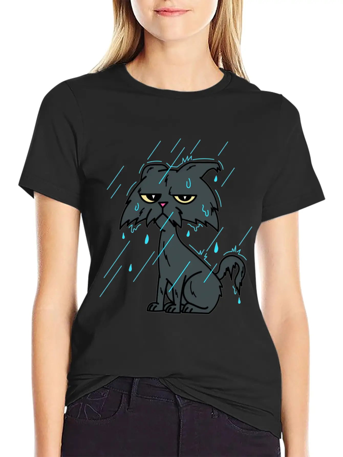 Raining Wet Ca – Raining Bad Day Cat Unisex Casual T-Shirt – Clean Design For Daily Comfort