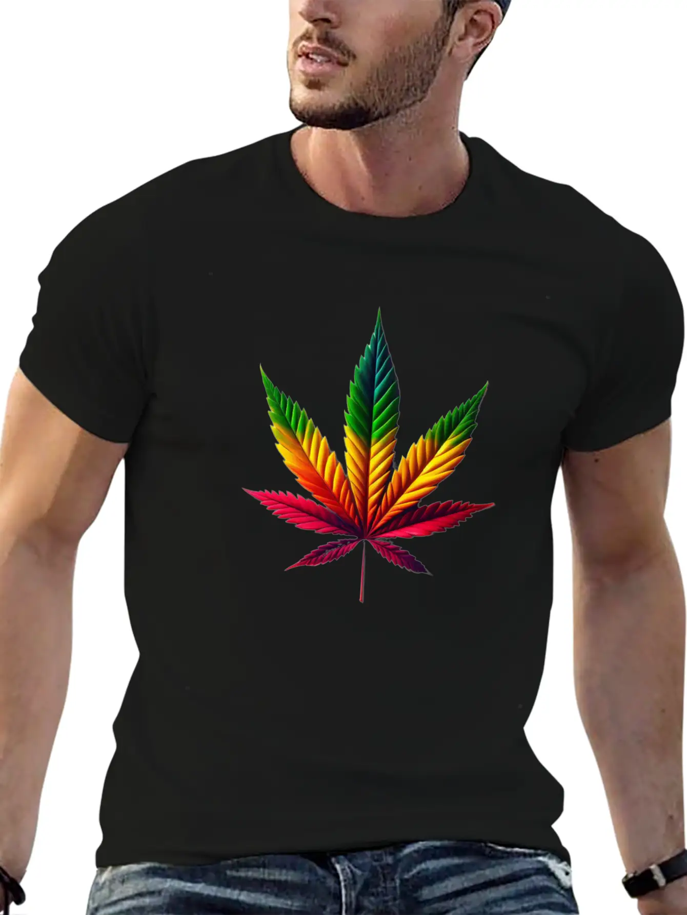 Rasta Leaf Essential Cotton Tee For Daily Outfits – Unisex Style