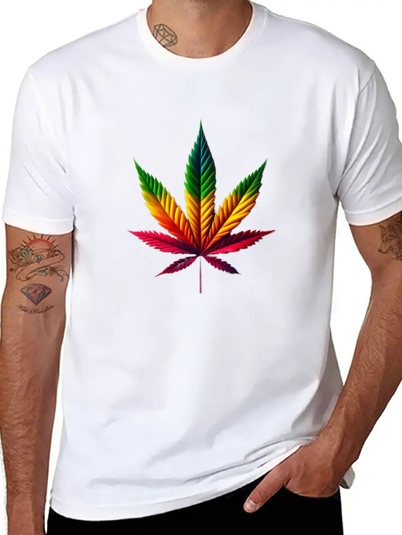 Rasta Leaf Essential Cotton Tee For Daily Outfits – Unisex Style