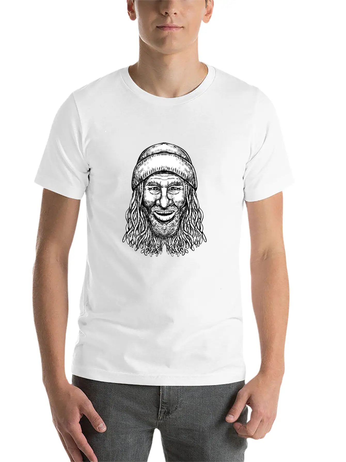 Rastafarian Dude Tattoo Grayscale Classic Fit Graphic Tee For Daily Comfort – Unisex Cotton Shirt