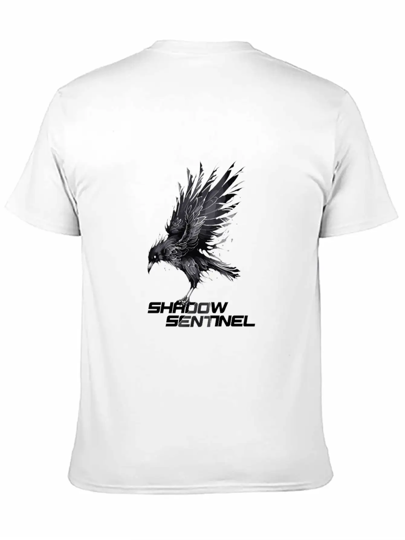 Raven With A Message: Shadow Sentinel Essential Cotton Tee For Daily Outfits – Unisex Style