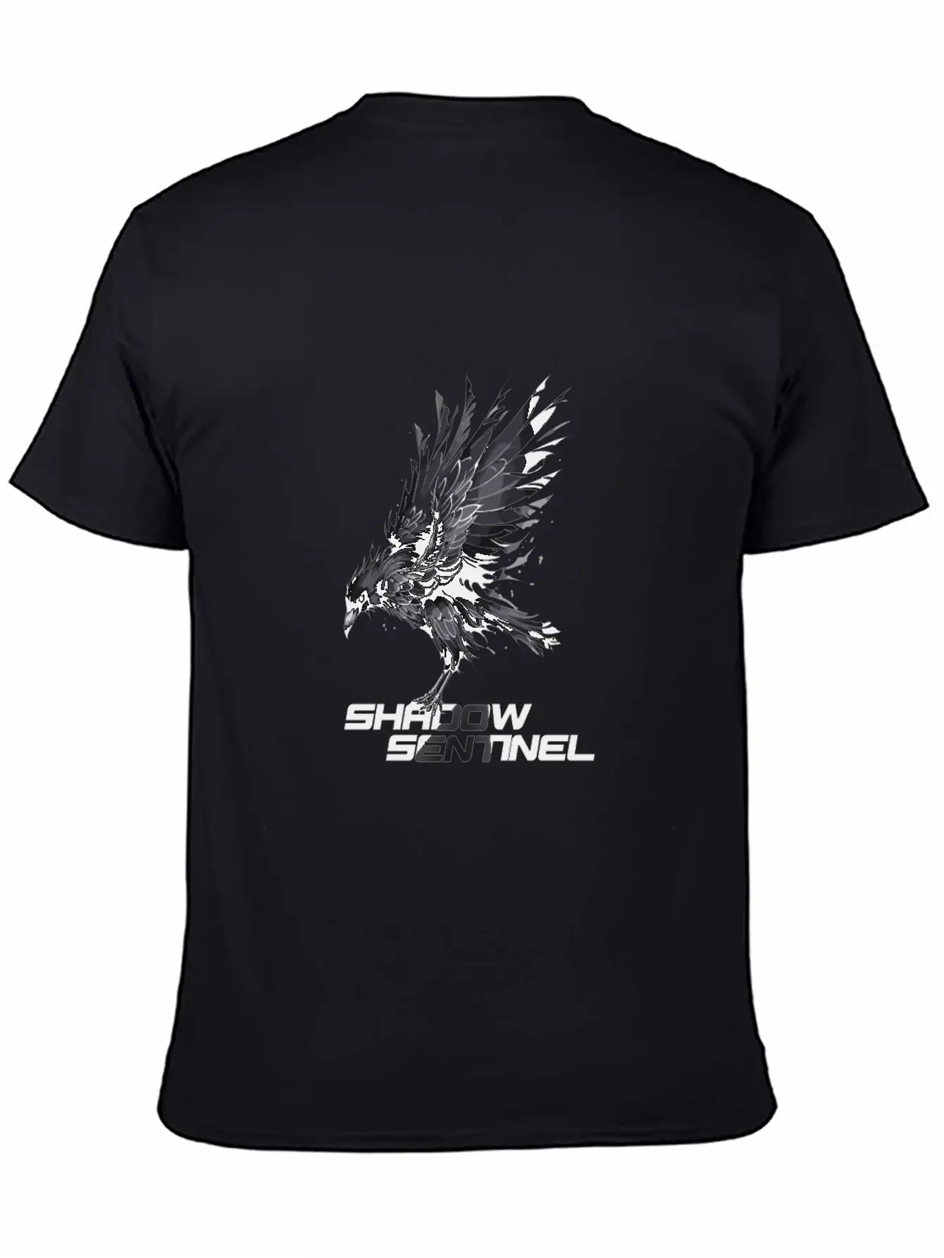 Raven With A Message: Shadow Sentinel Essential Cotton Tee For Daily Outfits – Unisex Style