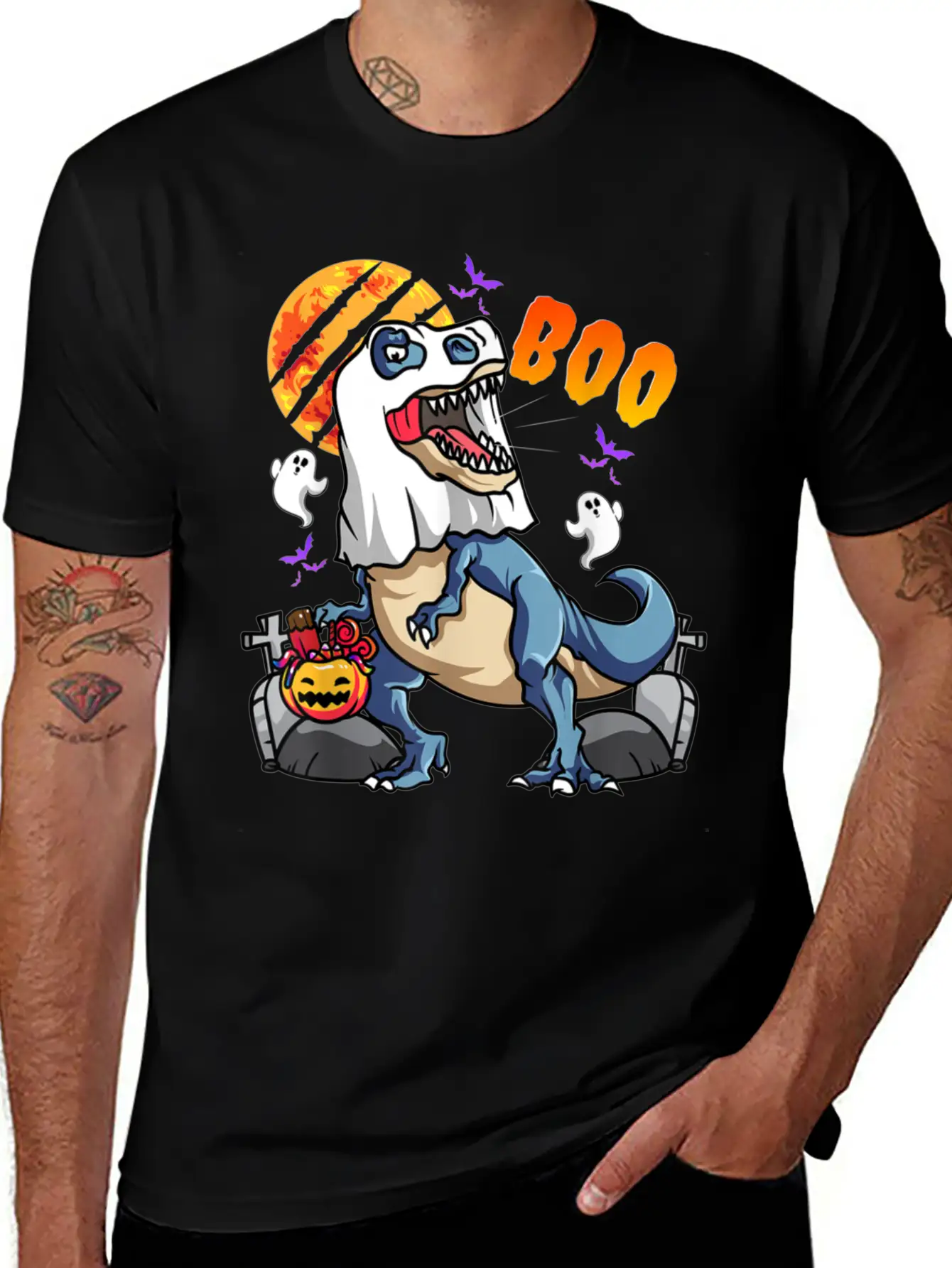 Rawrsome Rex Boo Halloween Clothing Essential Cotton Tee For Daily Outfits – Unisex Style