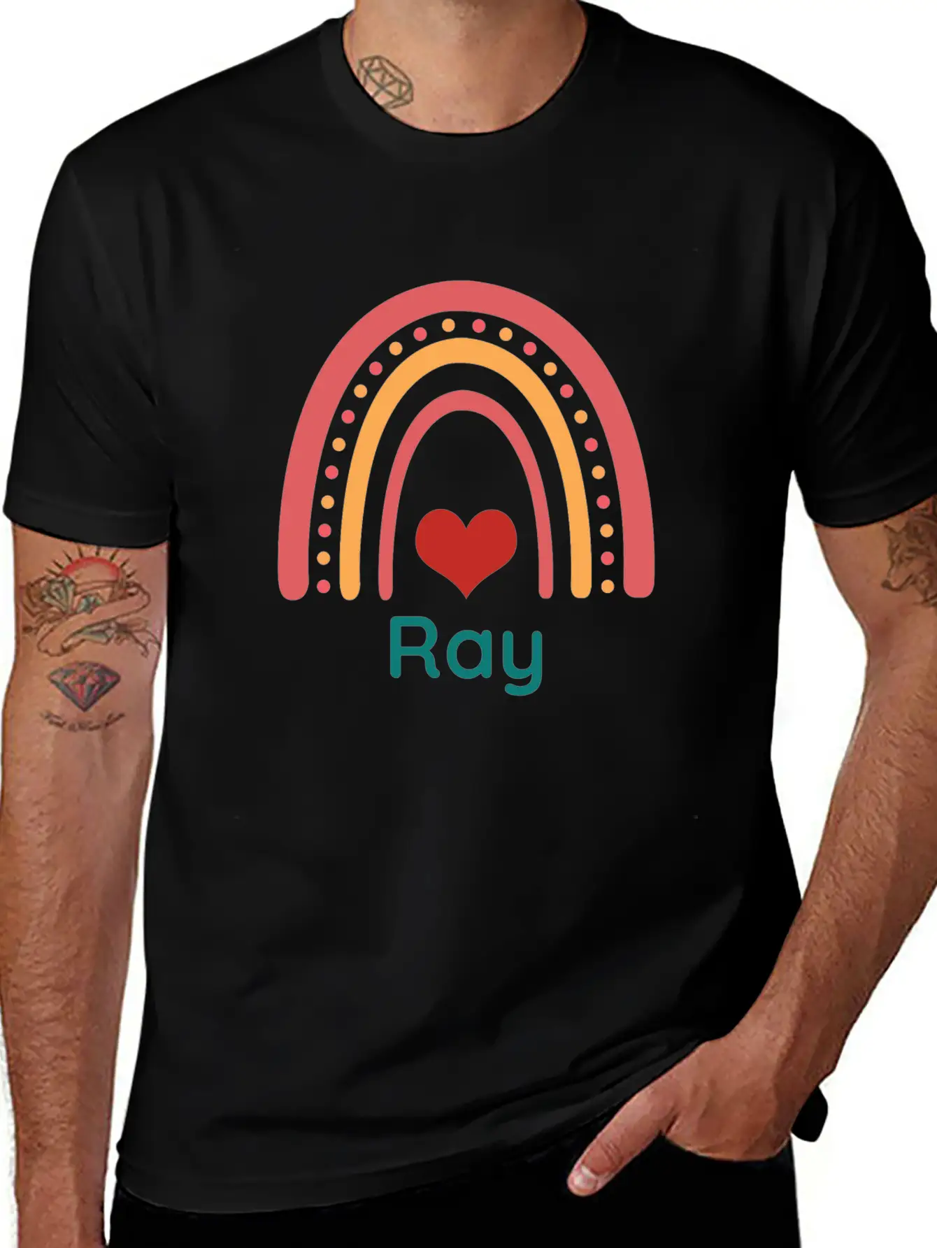 Ray Vintage Boho Rainbow Essential Cotton Tee For Daily Outfits – Unisex Style