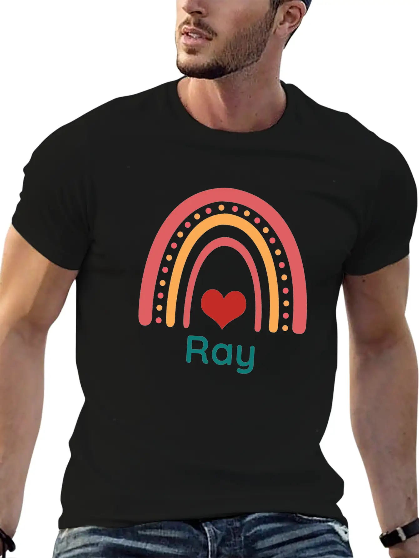 Ray Vintage Boho Rainbow Essential Cotton Tee For Daily Outfits – Unisex Style