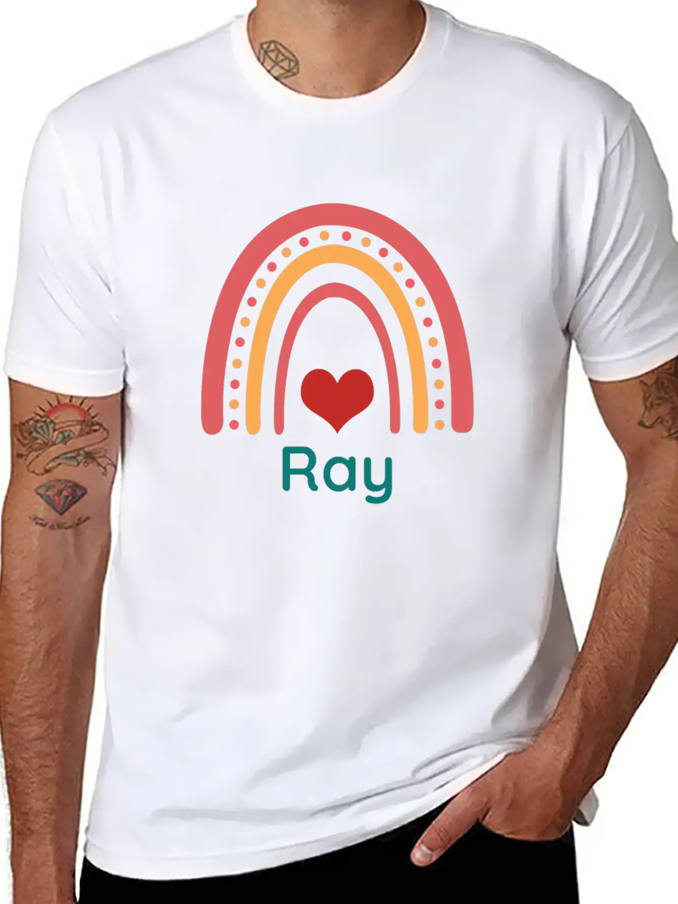 Ray Vintage Boho Rainbow Essential Cotton Tee For Daily Outfits – Unisex Style