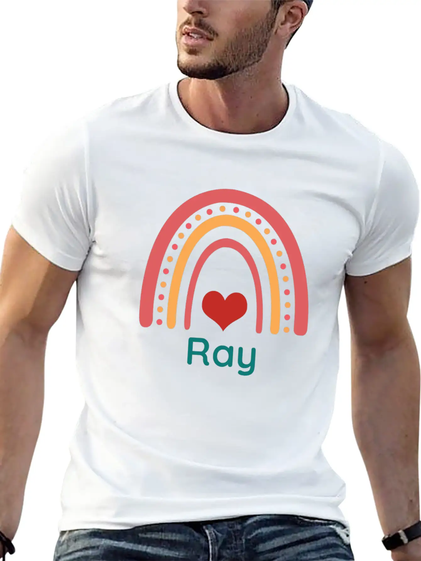 Ray Vintage Boho Rainbow Essential Cotton Tee For Daily Outfits – Unisex Style
