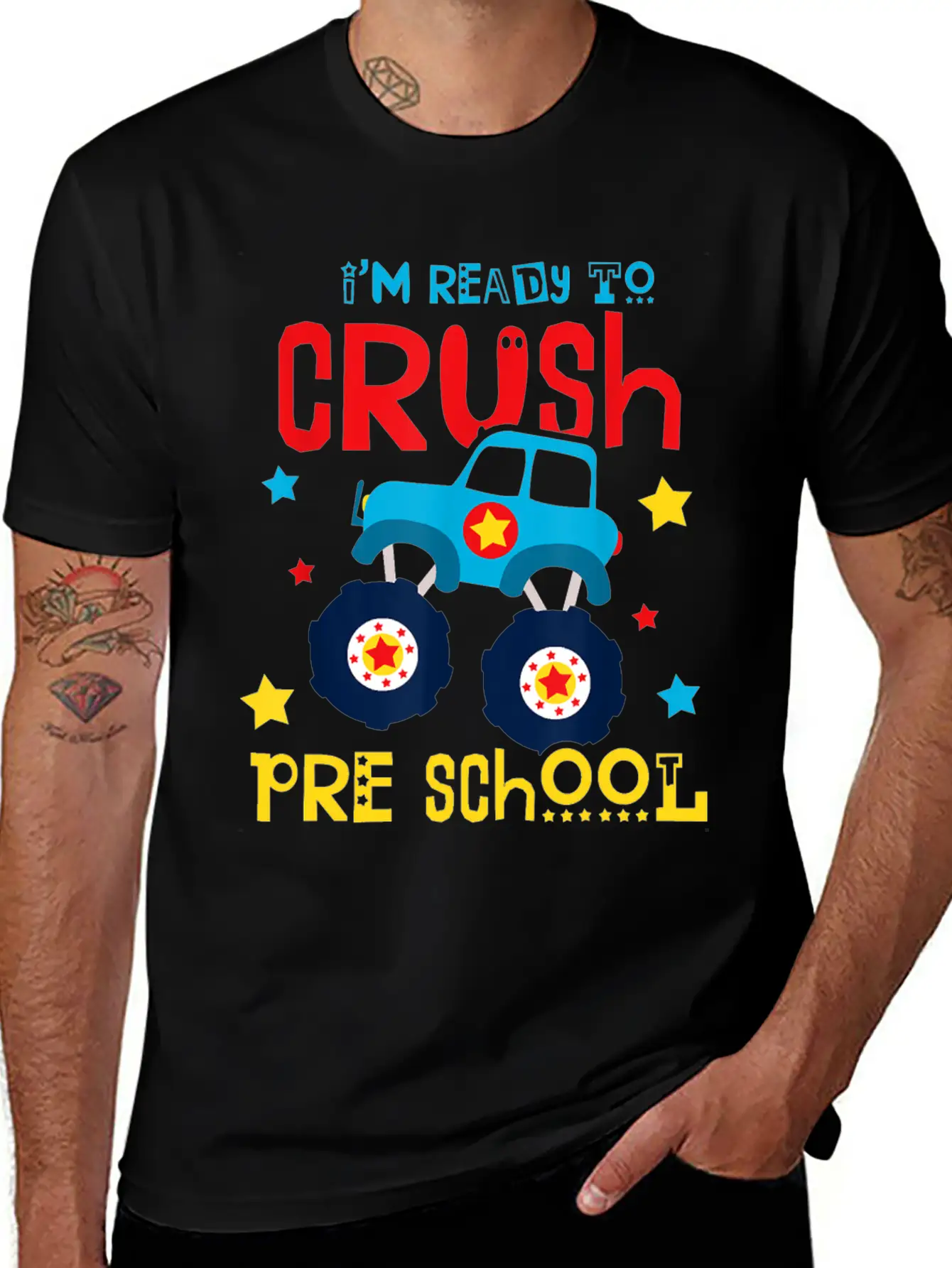 Ready To Crush Preschool Monster Truck Basic Graphic T-Shirt – Daily Comfort In Soft Cotton
