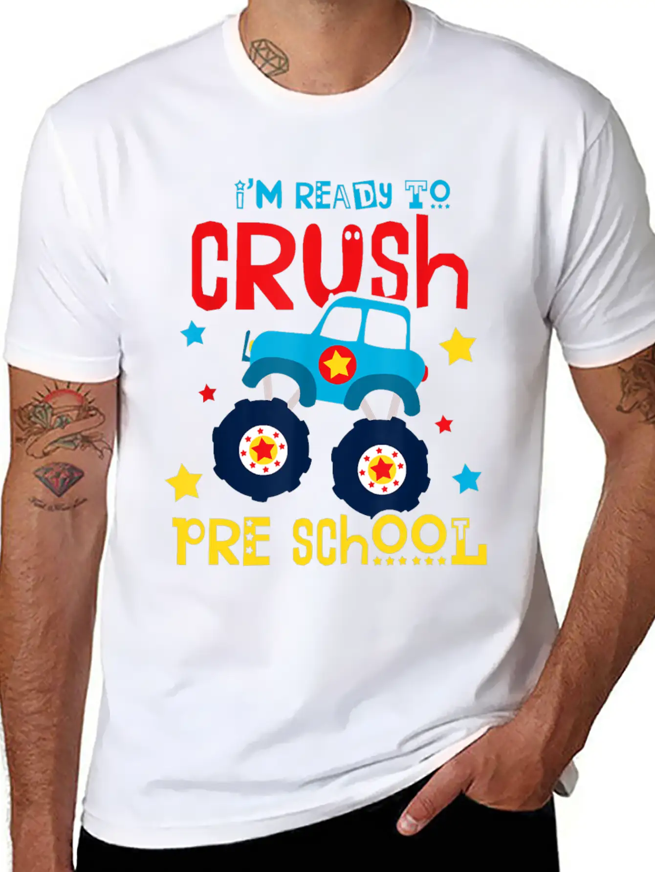 Ready To Crush Preschool Monster Truck Basic Graphic T-Shirt – Daily Comfort In Soft Cotton