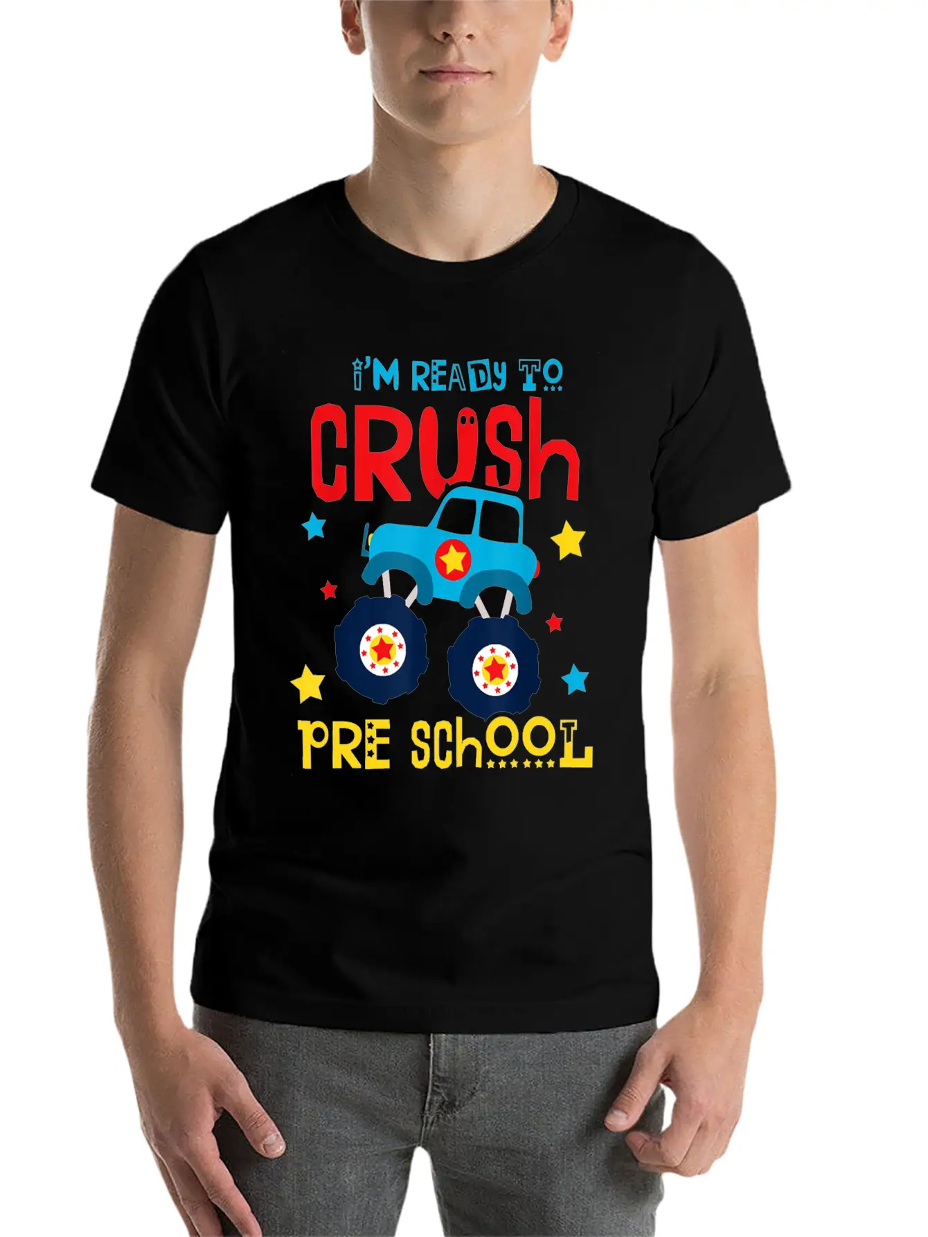 Ready To Crush Preschool Monster Truck Basic Graphic T-Shirt – Daily Comfort In Soft Cotton