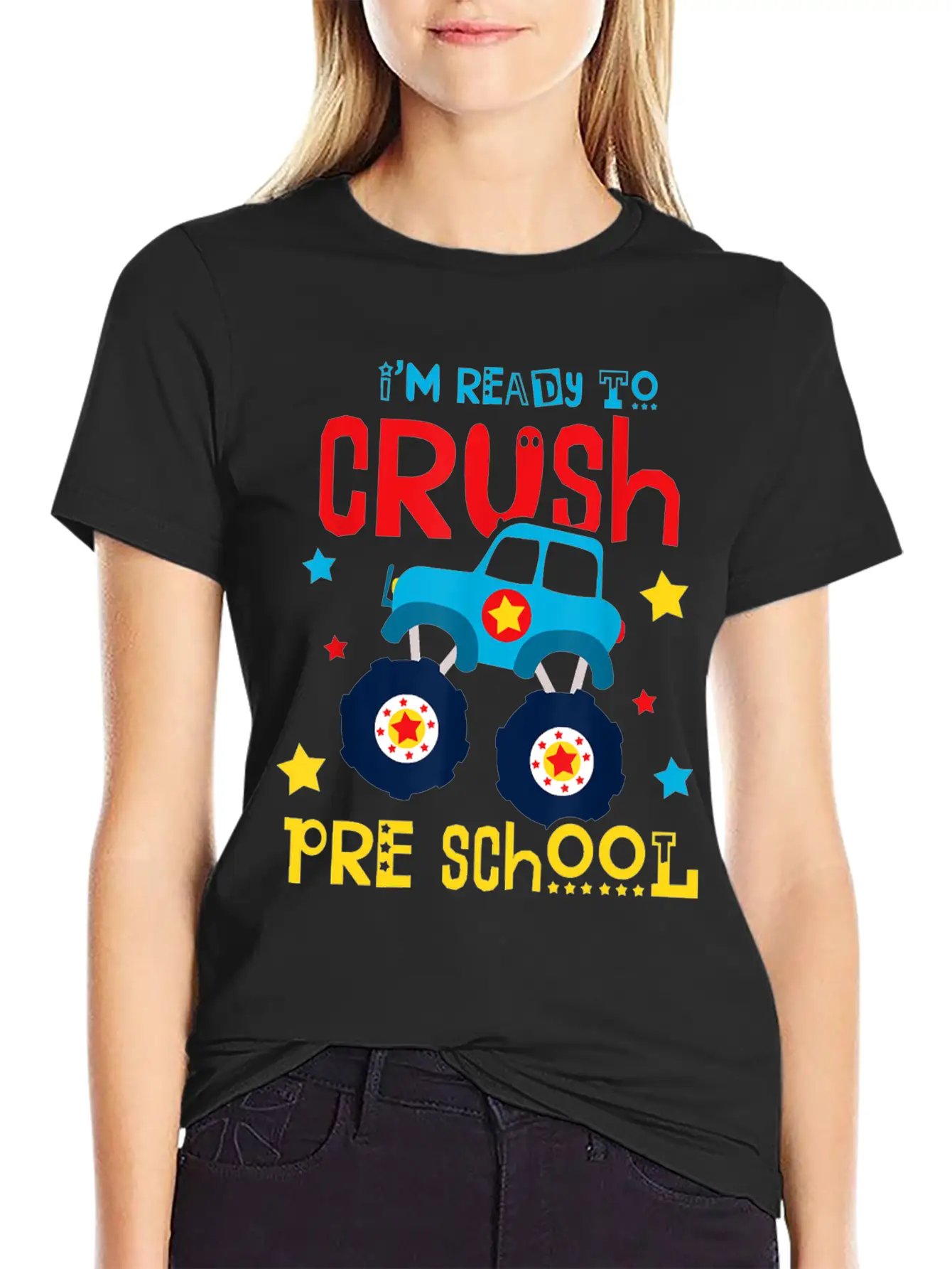 Ready To Crush Preschool Monster Truck Basic Graphic T-Shirt – Daily Comfort In Soft Cotton