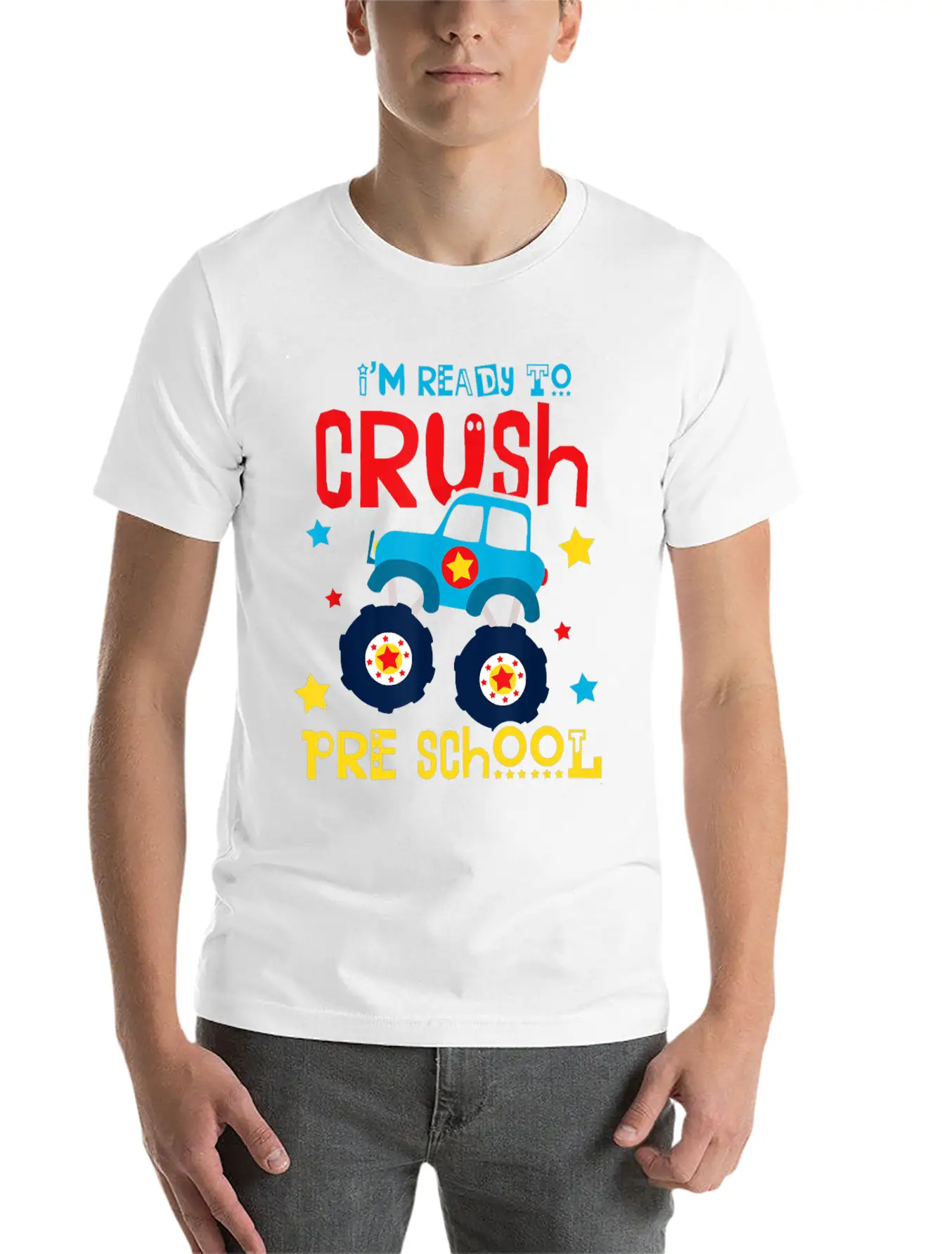 Ready To Crush Preschool Monster Truck Basic Graphic T-Shirt – Daily Comfort In Soft Cotton
