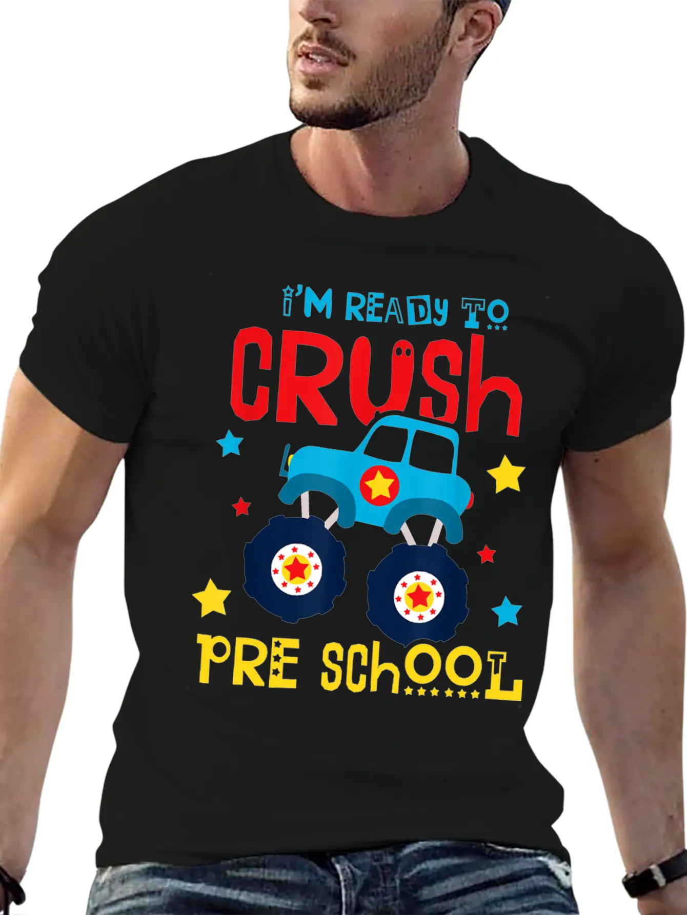 Ready To Crush Preschool Monster Truck Basic Graphic T-Shirt – Daily Comfort In Soft Cotton