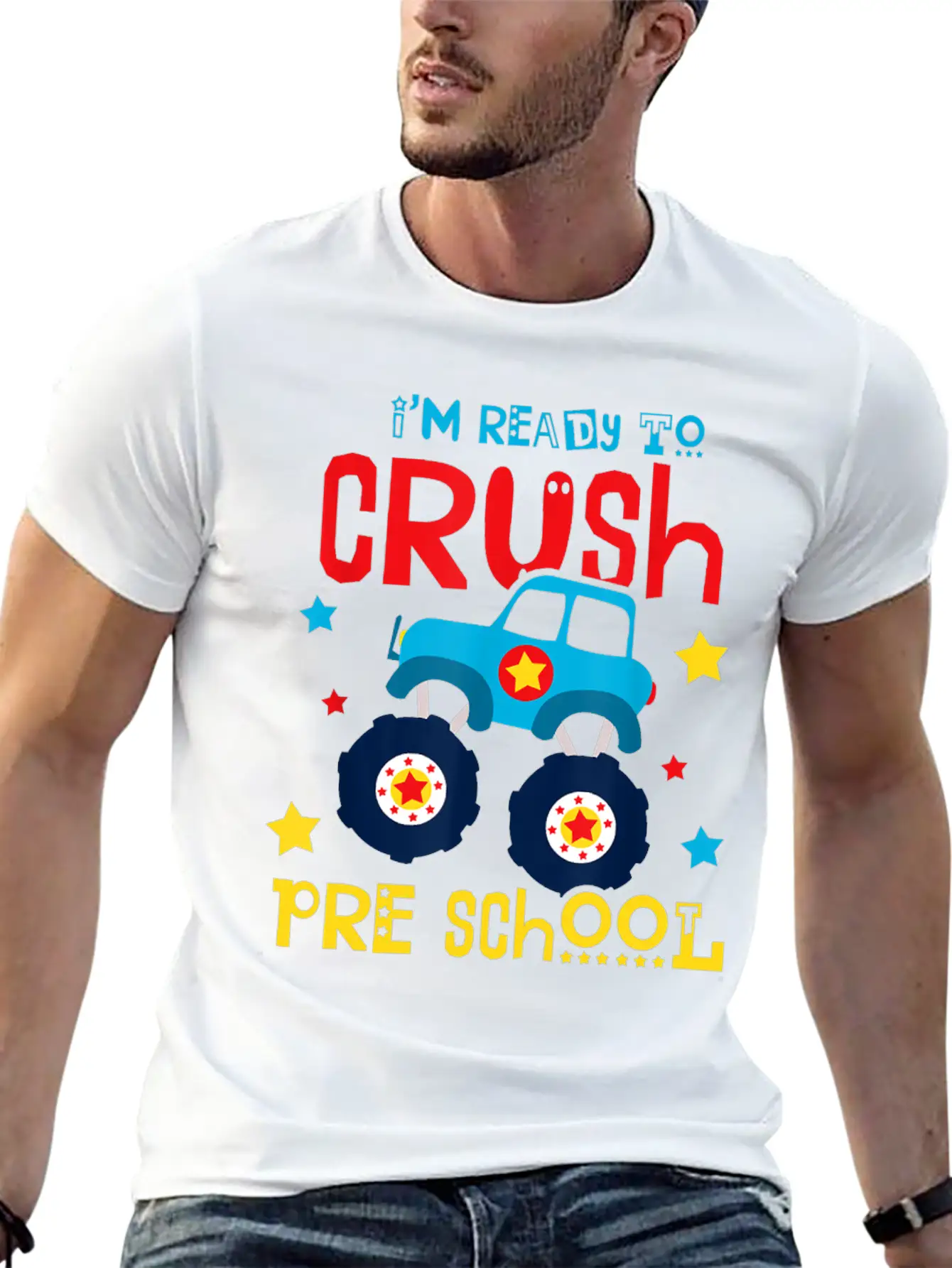 Ready To Crush Preschool Monster Truck Basic Graphic T-Shirt – Daily Comfort In Soft Cotton
