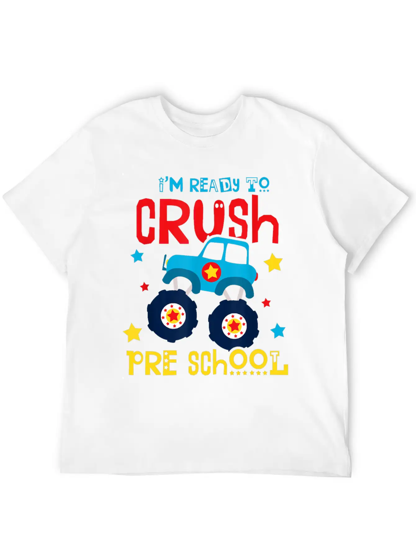 Ready To Crush Preschool Monster Truck Basic Graphic T-Shirt – Daily Comfort In Soft Cotton