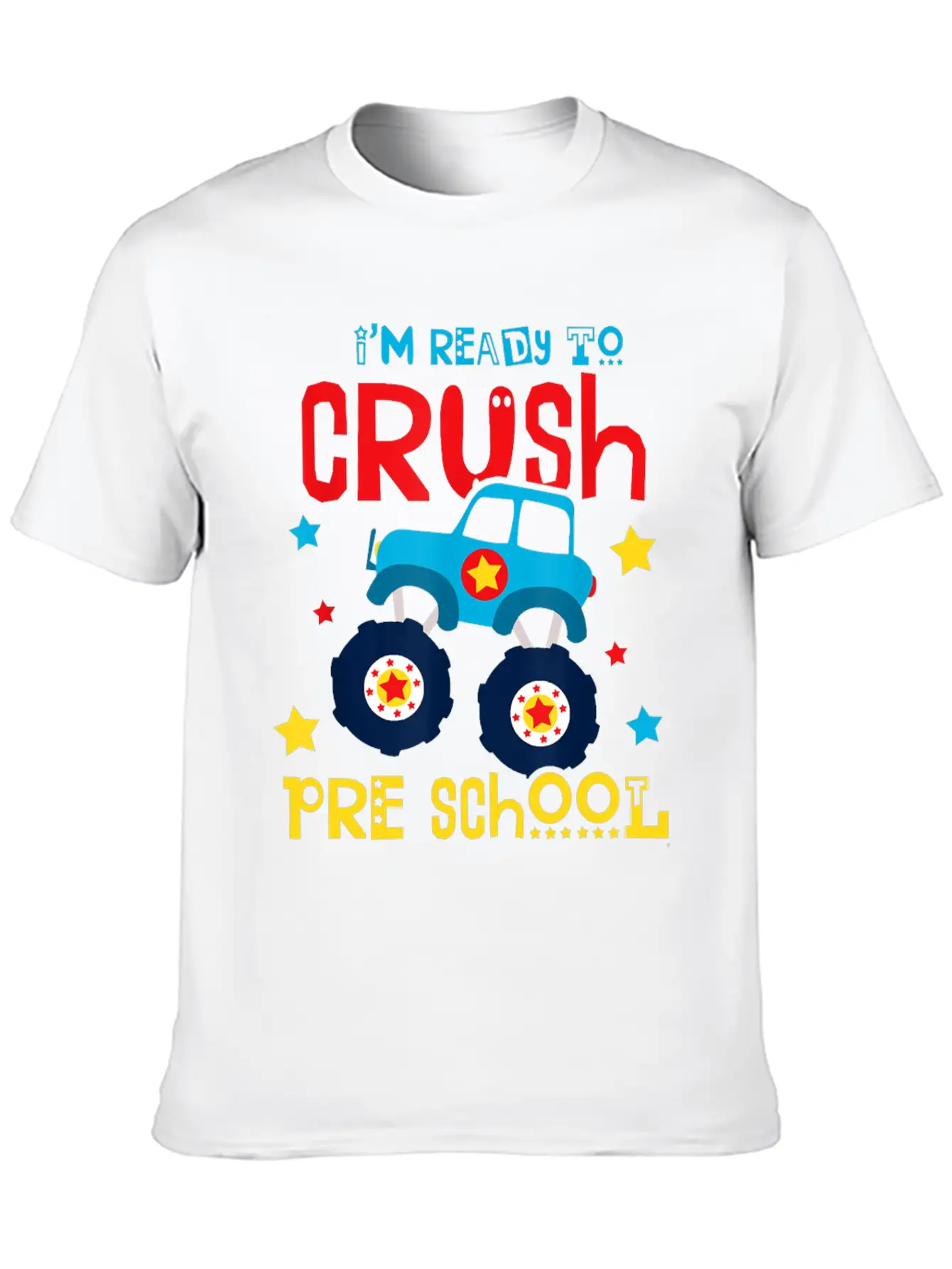 Ready To Crush Preschool Monster Truck Basic Graphic T-Shirt – Daily Comfort In Soft Cotton