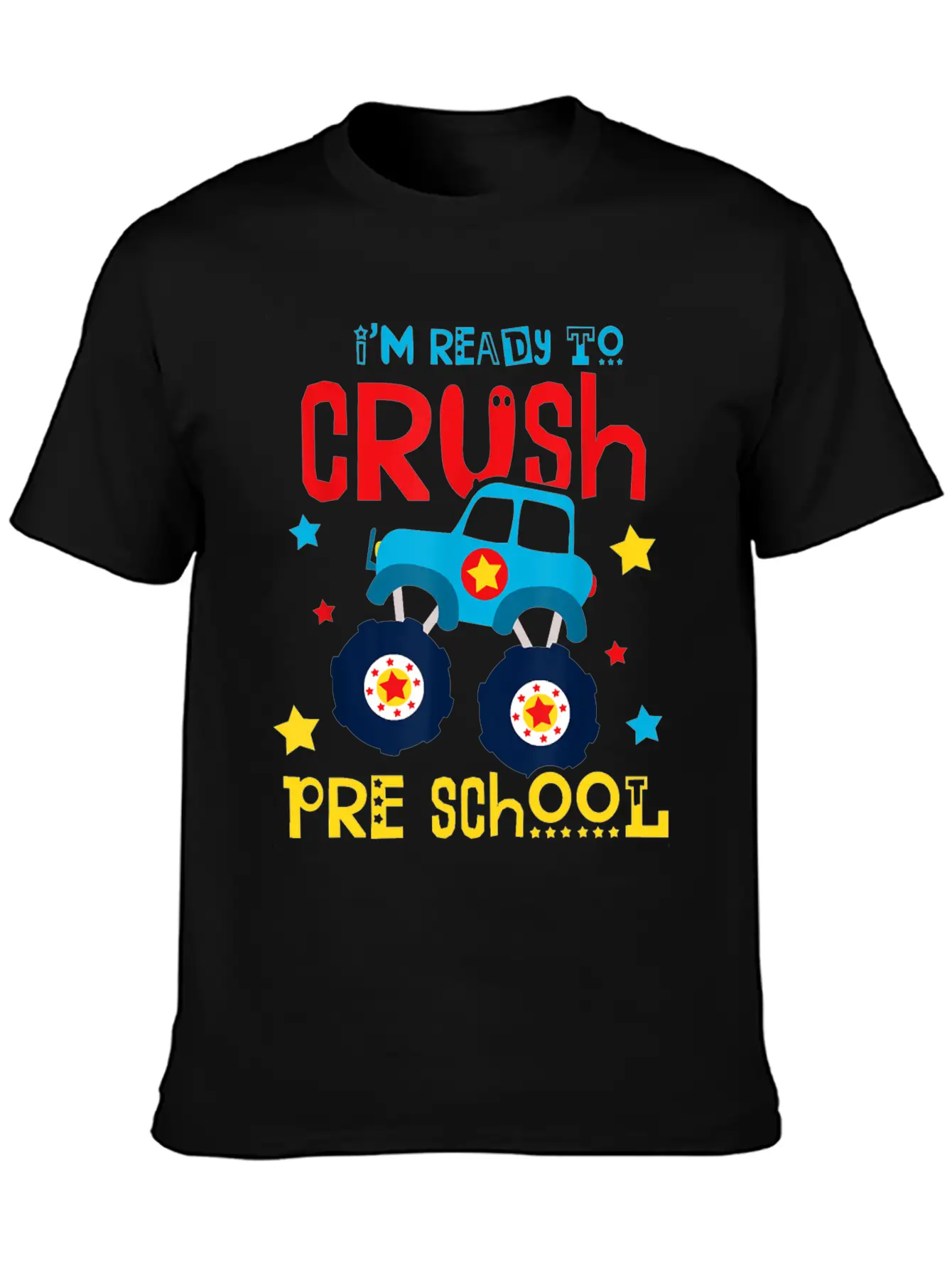 Ready To Crush Preschool Monster Truck Basic Graphic T-Shirt – Daily Comfort In Soft Cotton