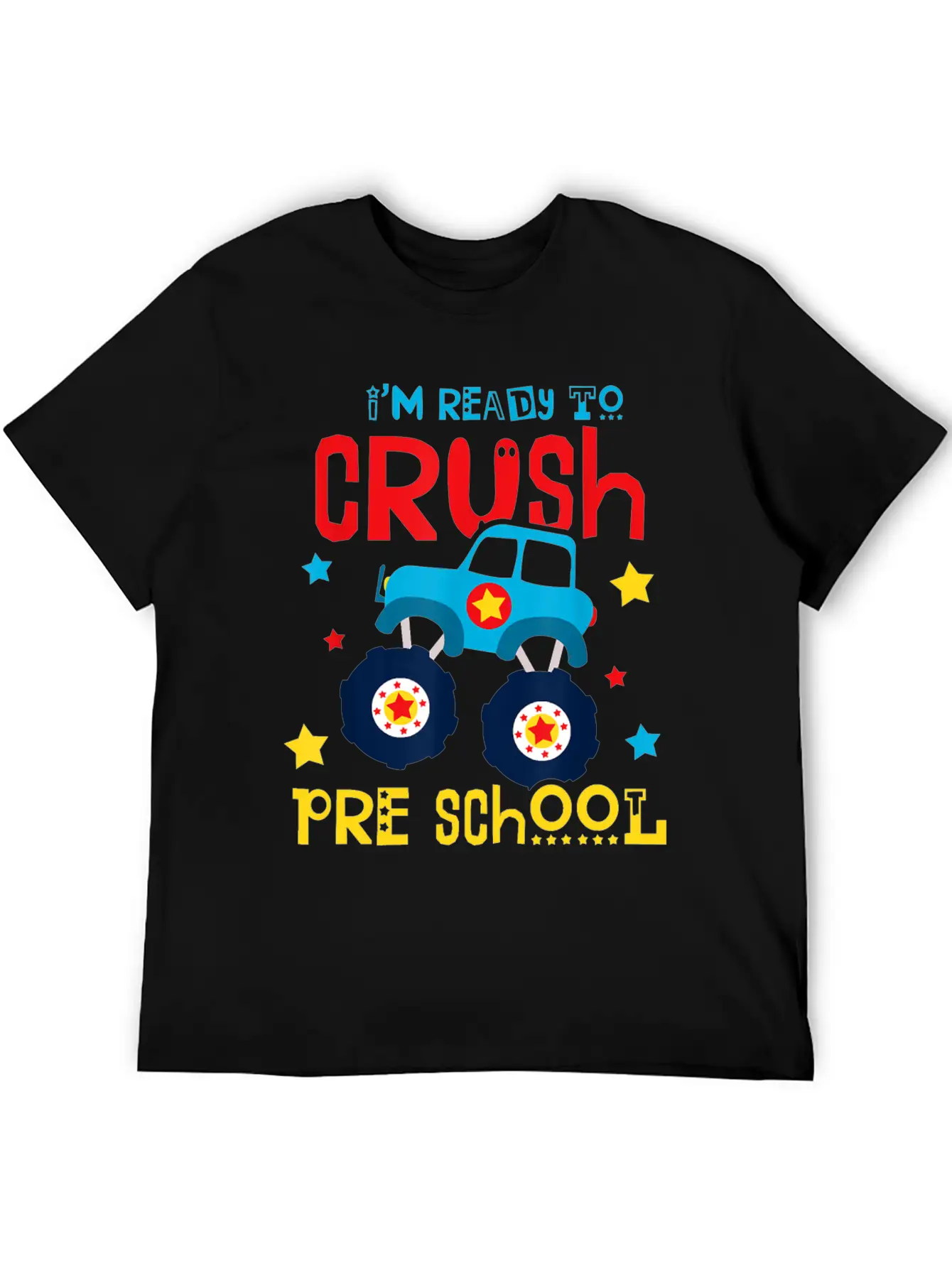 Ready To Crush Preschool Monster Truck Basic Graphic T-Shirt – Daily Comfort In Soft Cotton