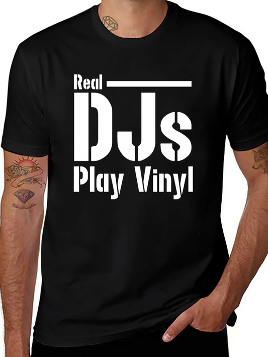 Real DJs Play Vinyl - Headset, Headphones, DJ, Equ Modern Fit Casual T-Shirt – Clean And Versatile Design