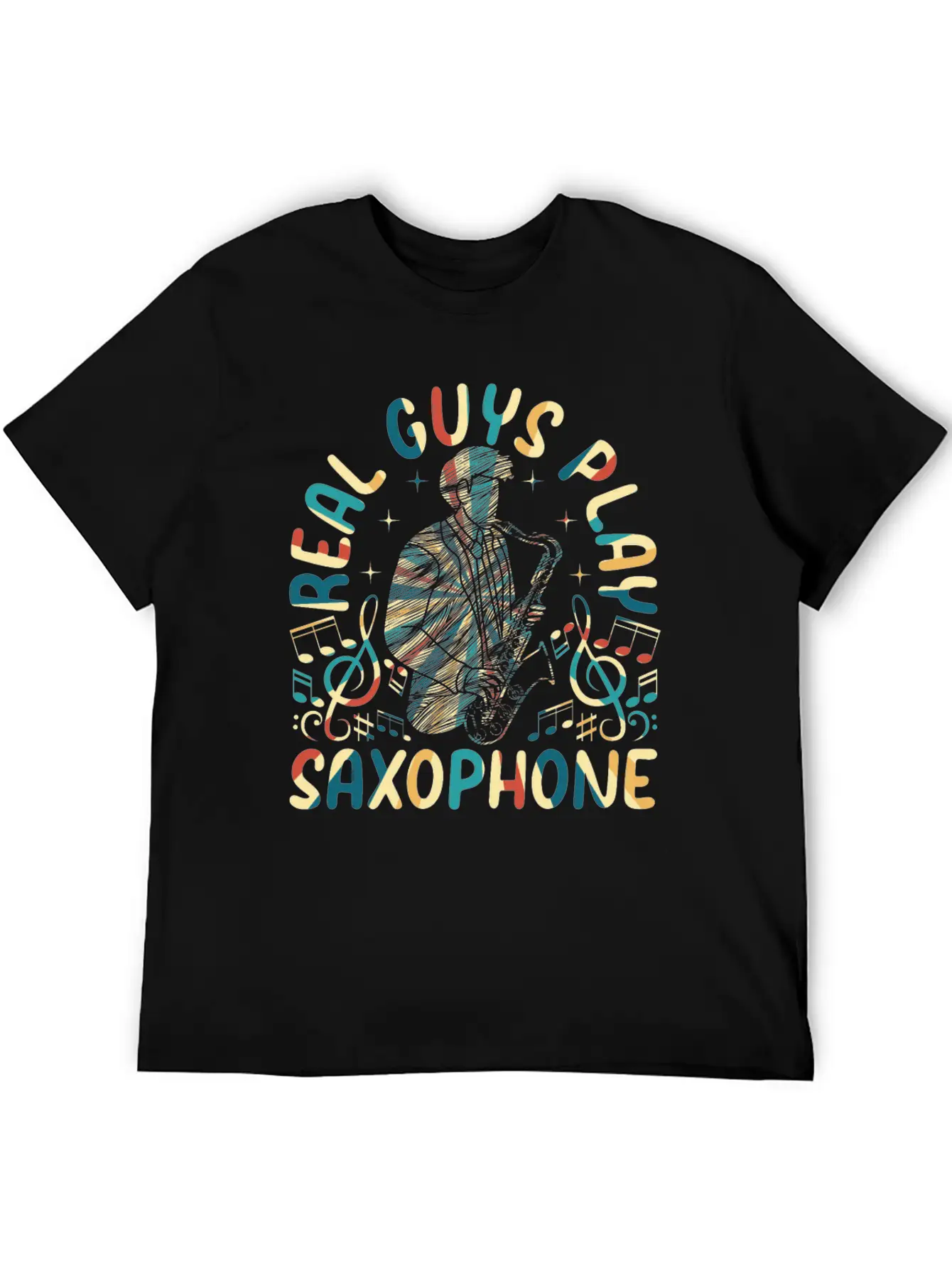 Real Guys Play Saxophone - Saxophonist Saxophone M Modern Fit Casual T-Shirt – Clean And Versatile Design