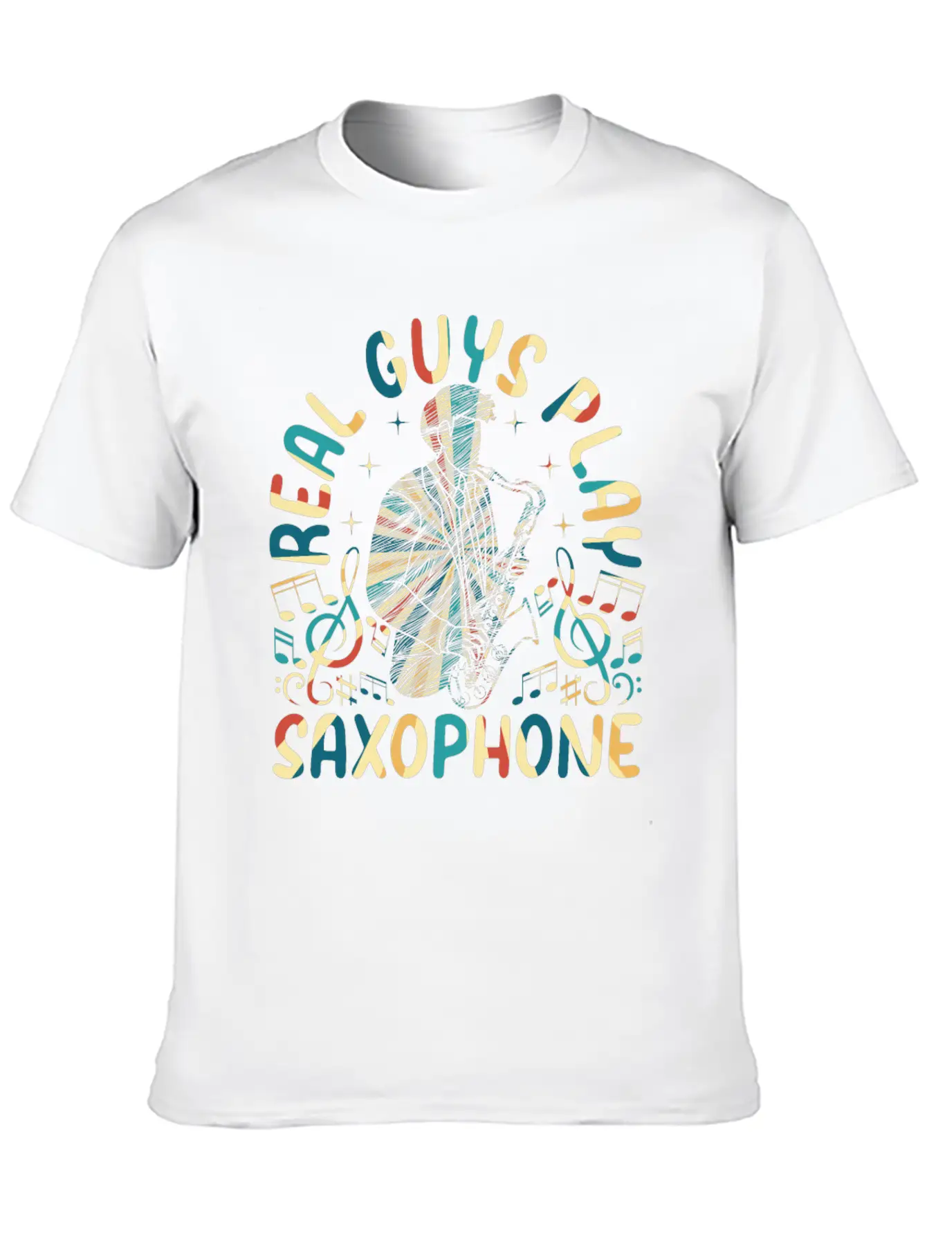 Real Guys Play Saxophone - Saxophonist Saxophone M Modern Fit Casual T-Shirt – Clean And Versatile Design