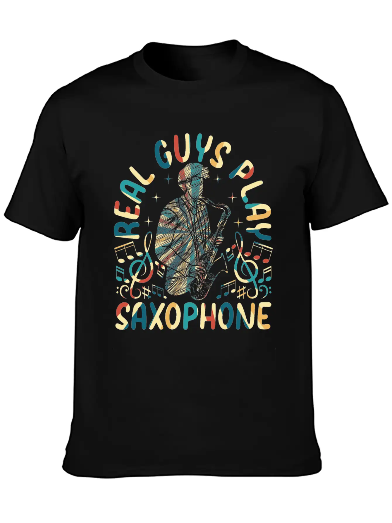 Real Guys Play Saxophone - Saxophonist Saxophone M Modern Fit Casual T-Shirt – Clean And Versatile Design