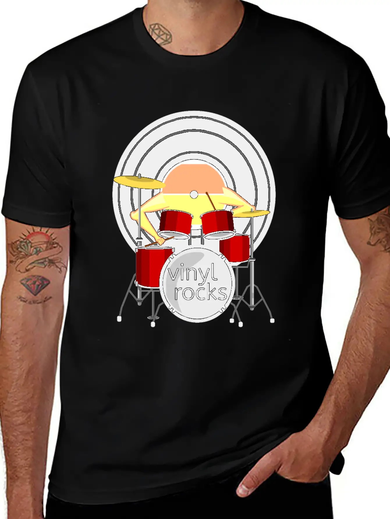 Record Drums Vinyl All Shops Stylish Everyday T-Shirt – Unisex Basic Cotton Tee