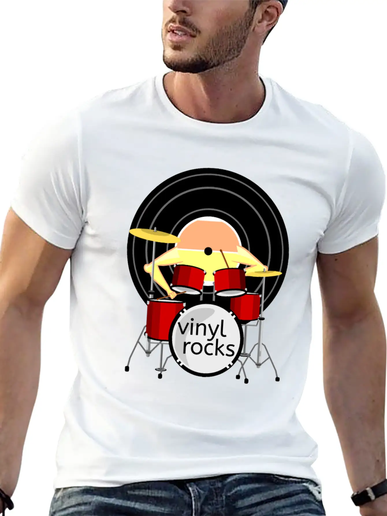 Record Drums Vinyl All Shops Stylish Everyday T-Shirt – Unisex Basic Cotton Tee