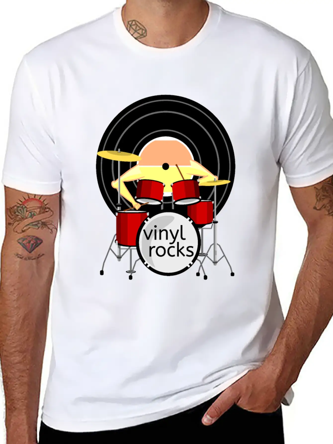 Record Drums Vinyl All Shops Stylish Everyday T-Shirt – Unisex Basic Cotton Tee