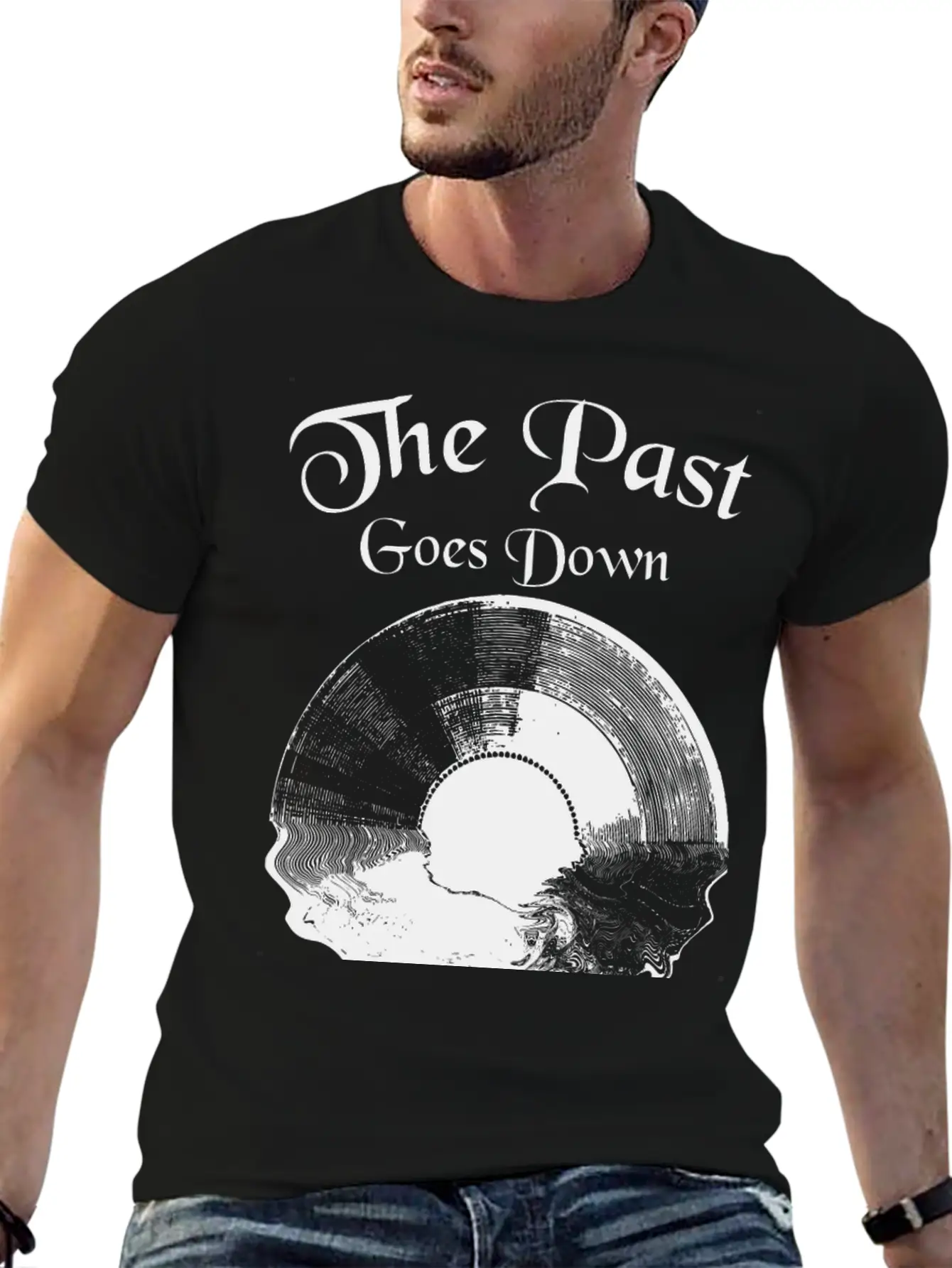 Record Past Goes Down Basic Graphic T-Shirt – Daily Comfort In Soft Cotton